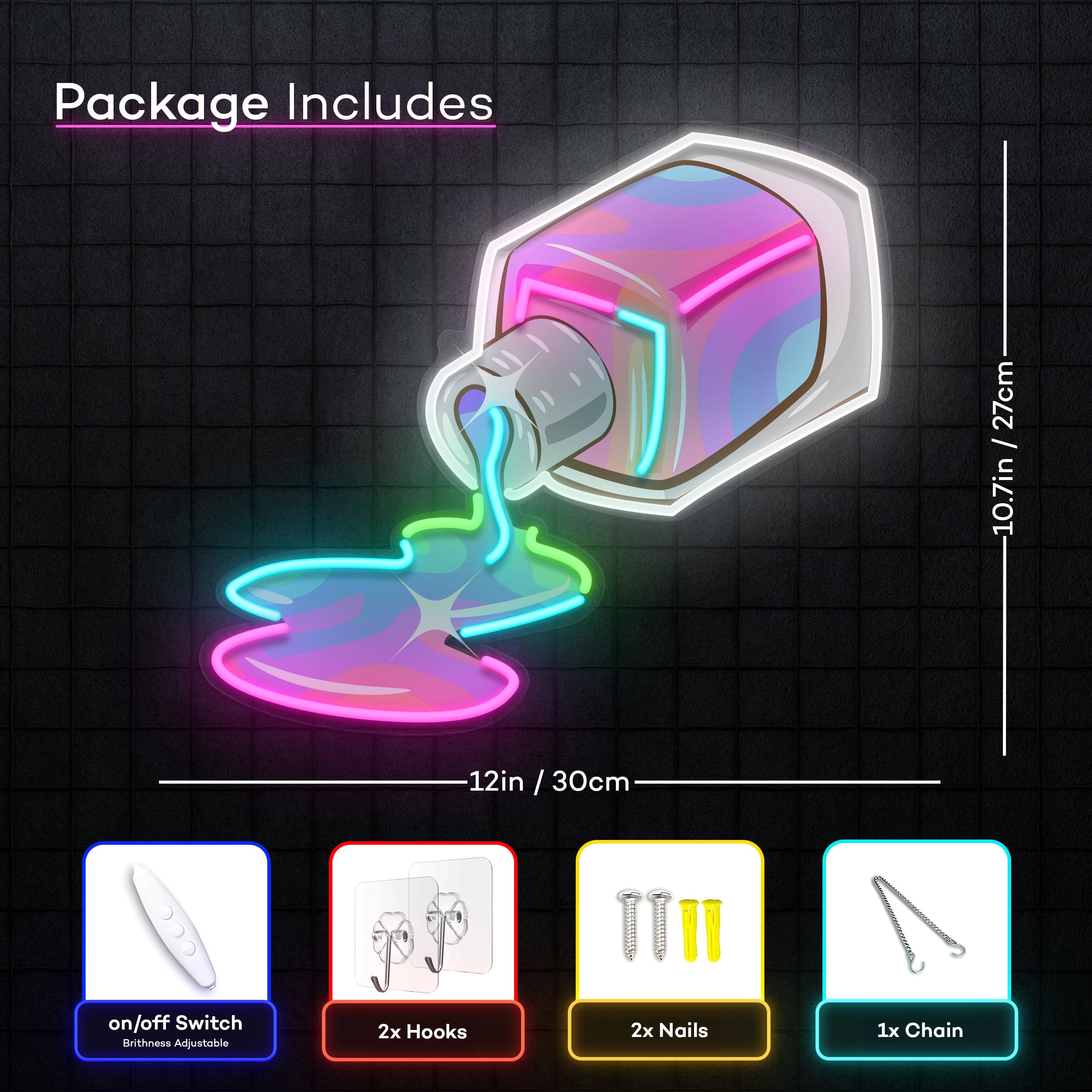 Letrero de esmalte de uñas, luz LED de neón, decoración de pared de arte pop, iluminación de sala de belleza, arte del hogar, enchufe USB, regalo ideal para fanáticos del arte de uñas,