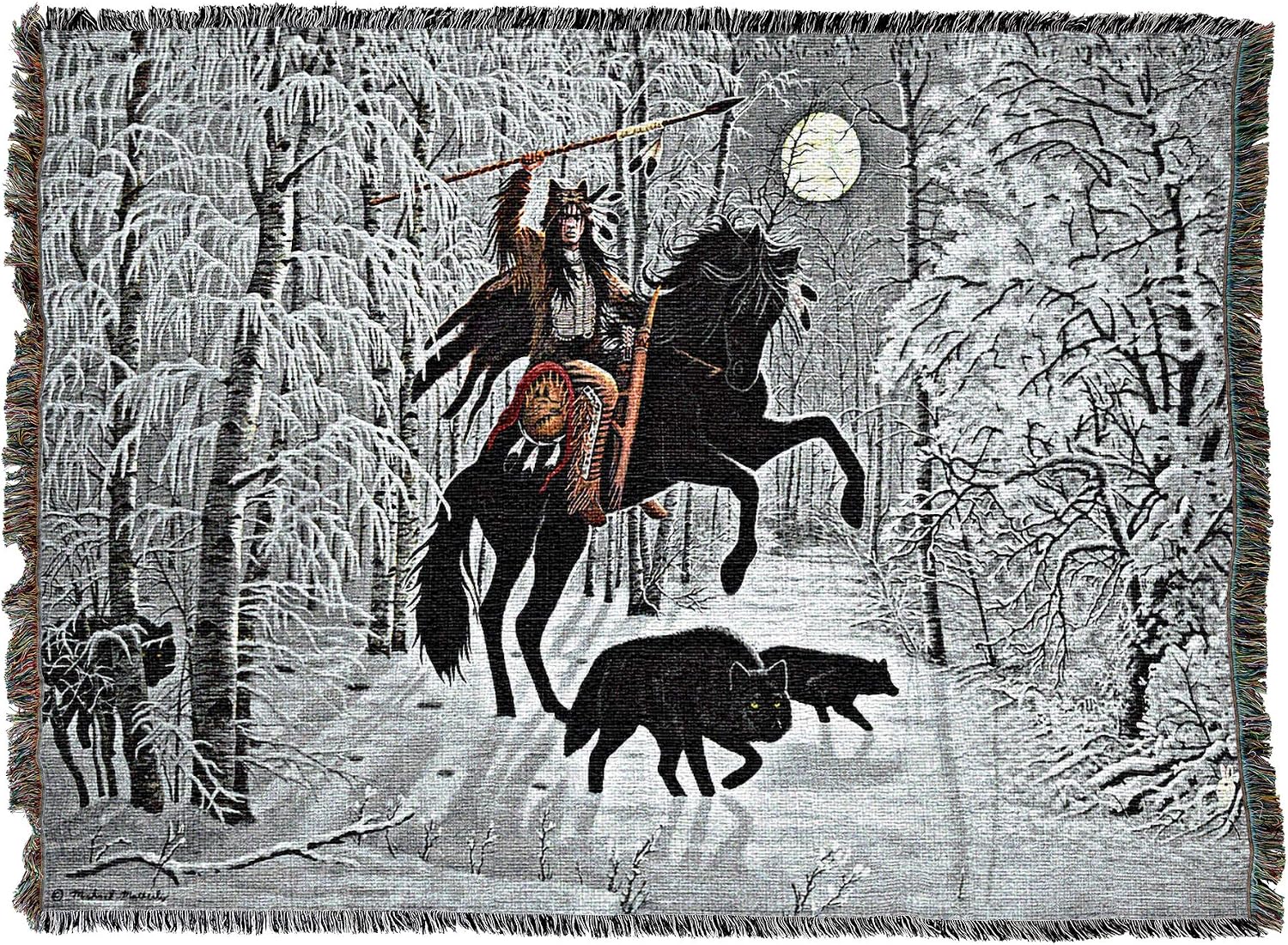 Pure Country Weavers The Awakening Warrier Wolves Blanket by Michael Matherly - Gift Fantasy Tapestry Throw Woven from Cotton - Made in the USA (72x54)