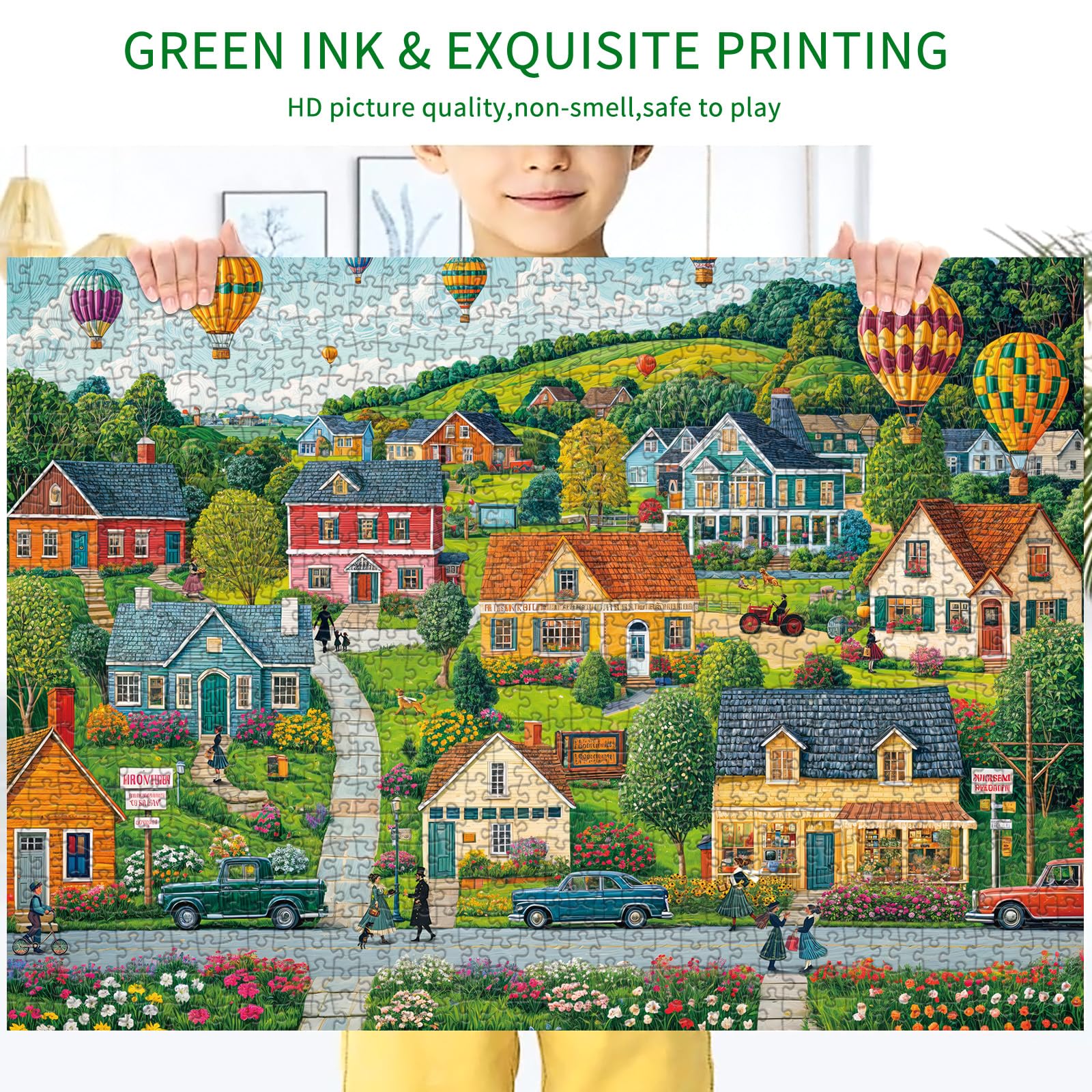 Puzzles 1000 Pieces for Adults jigsaw puzzles for adults 1000 Piece Puzzle Challenging Game for The Whole for Women Gifts for Men Theme:Happy Town - Image 4