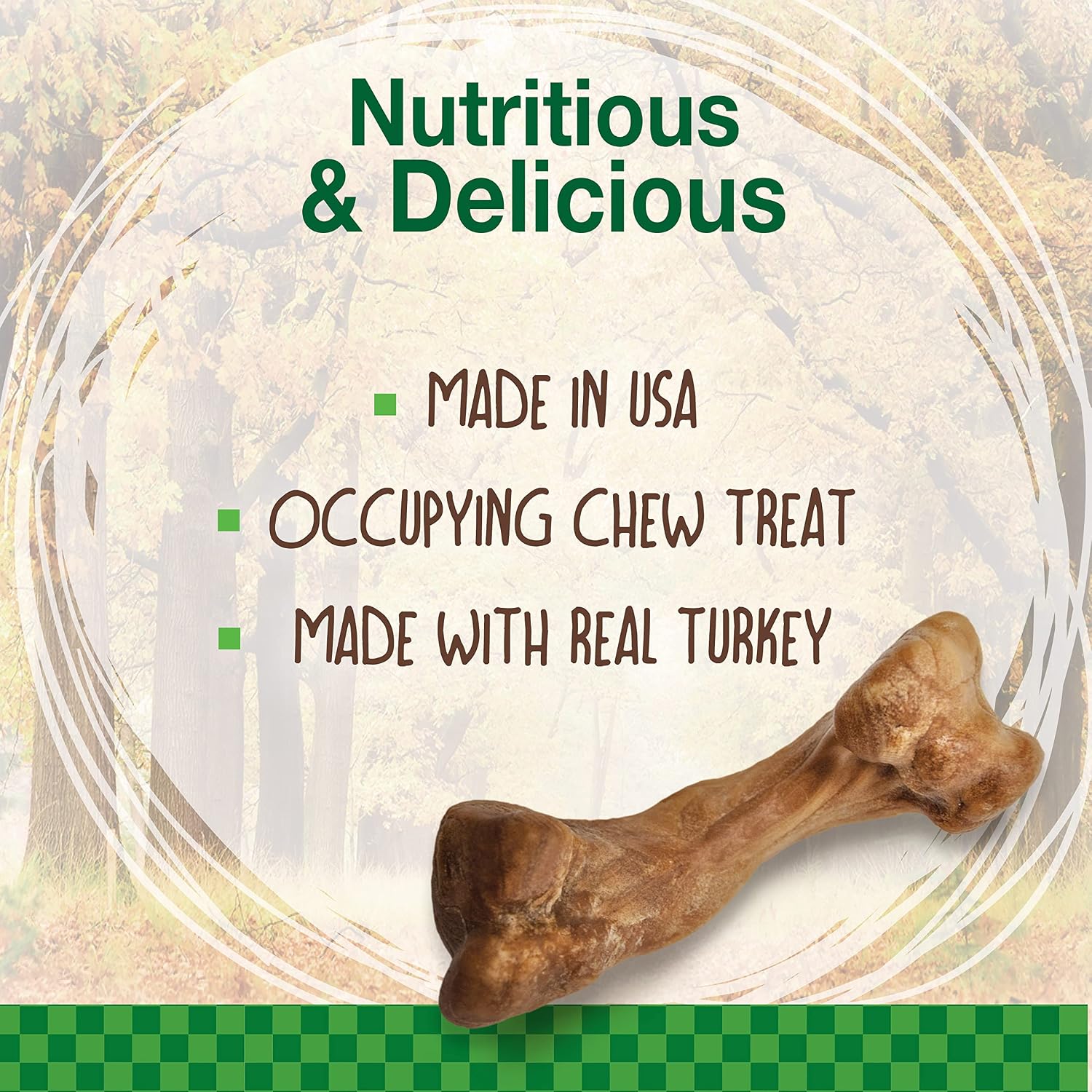 Nylabone Healthy Edibles Wild Natural Long-Lasting Turkey Flavor Bone Chew Treats for Dogs, Small/Regular, 4 Count (Pack of 2) image 2