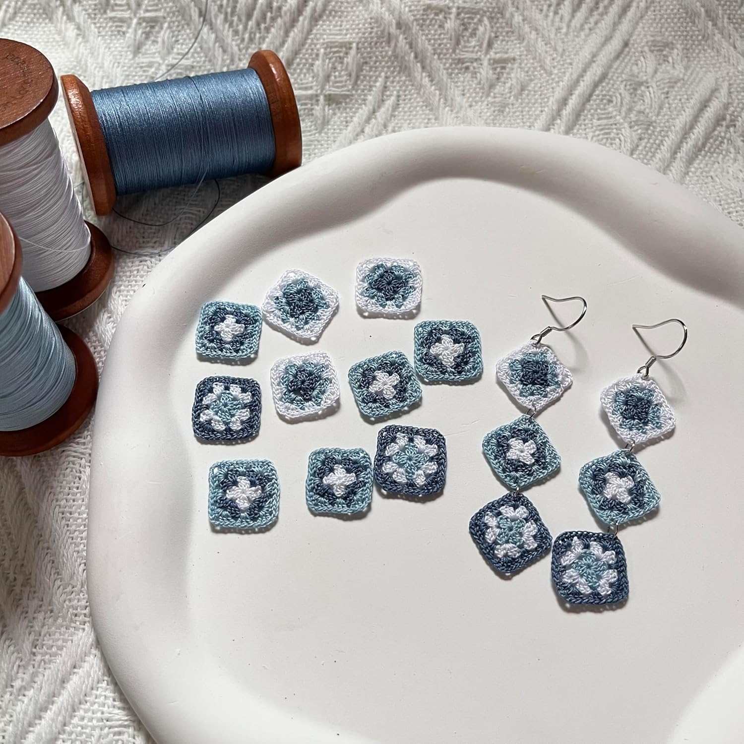 Crochet Flower Handmade Crochet Earring Drop Dangle Earring Gifts for Mom,Sister,Her,Grandma,Wife,Anniversary