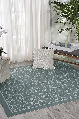 Miniatura 7 de Nourison Hogar y jardín Interiorexterior - Alfombra negra de 5 pies 3 x 7 pies 5 pies, fácil de limpiar, no se desprende, para dormitorio, sala de