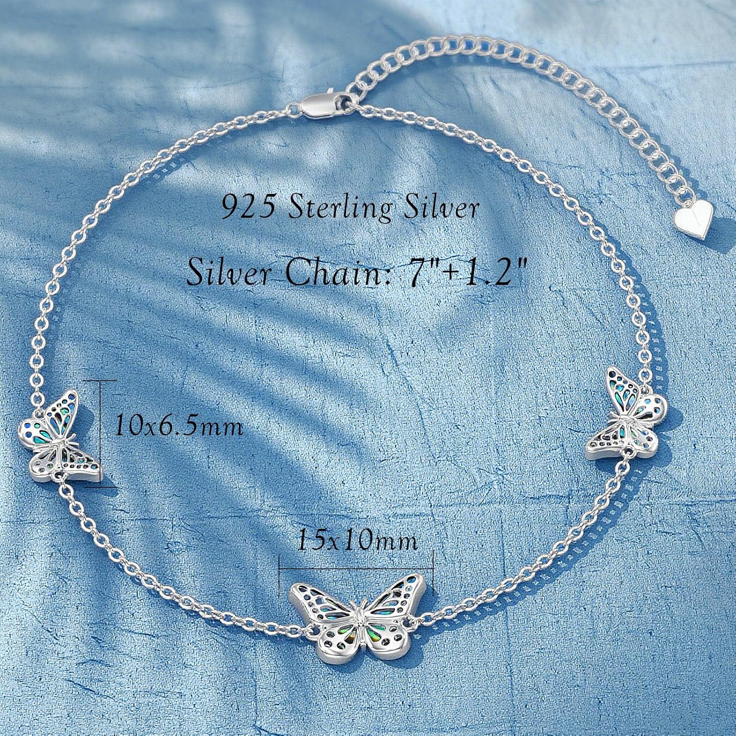 Abalone Shell Butterfly Bracelet for Women, 925 Sterling Silver Adjustable Charm Bracelet, Boho Beach Jewelry Gift Idea - Image 7
