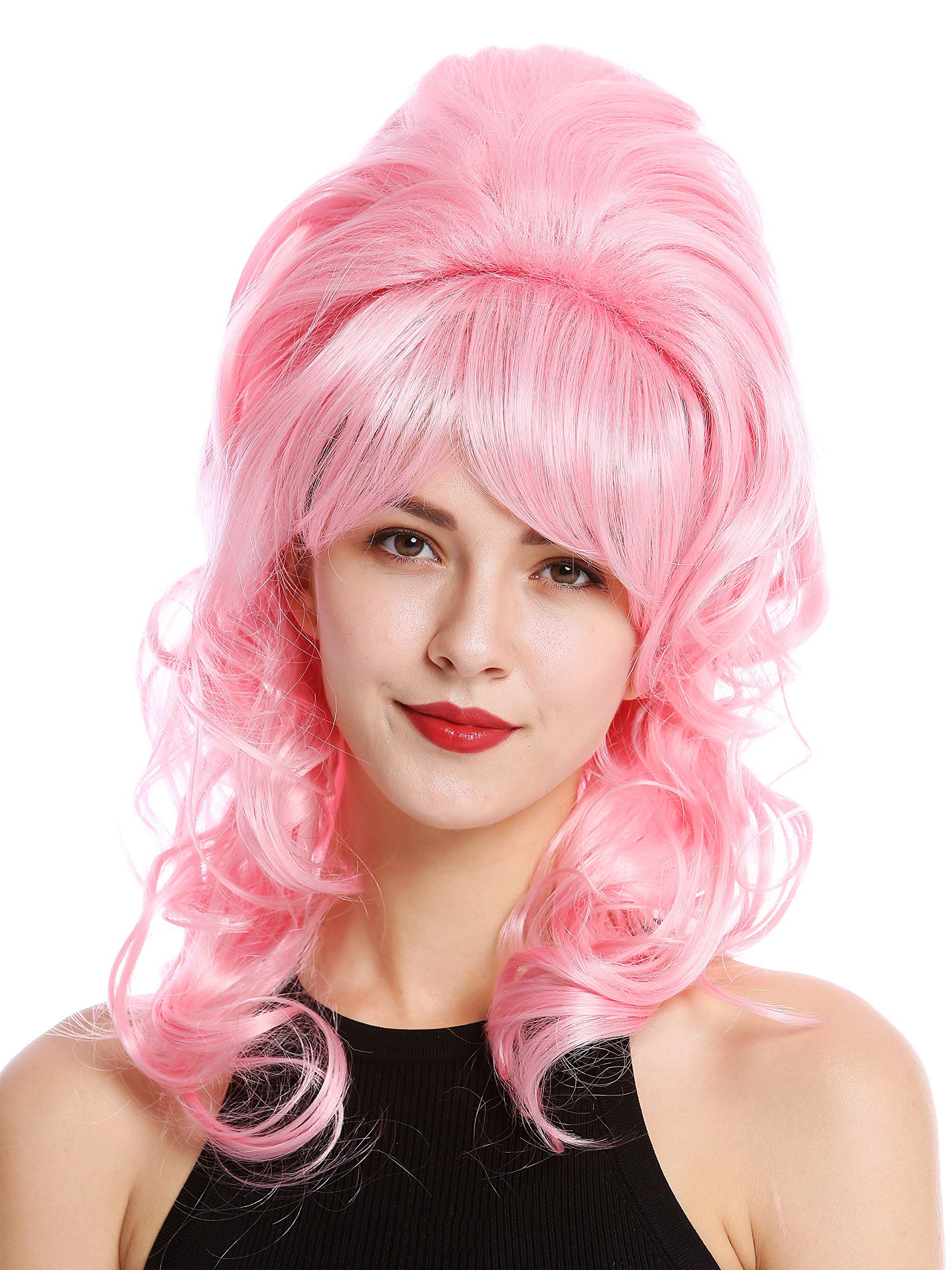 WIG ME UP - GFW2418-TF2317-F1 Quality Lady Wig Baroque 60s Beehive Retro Bun curly long pink Pop Singer, Light pink (TF2317-F1), 50 cm - Image 2