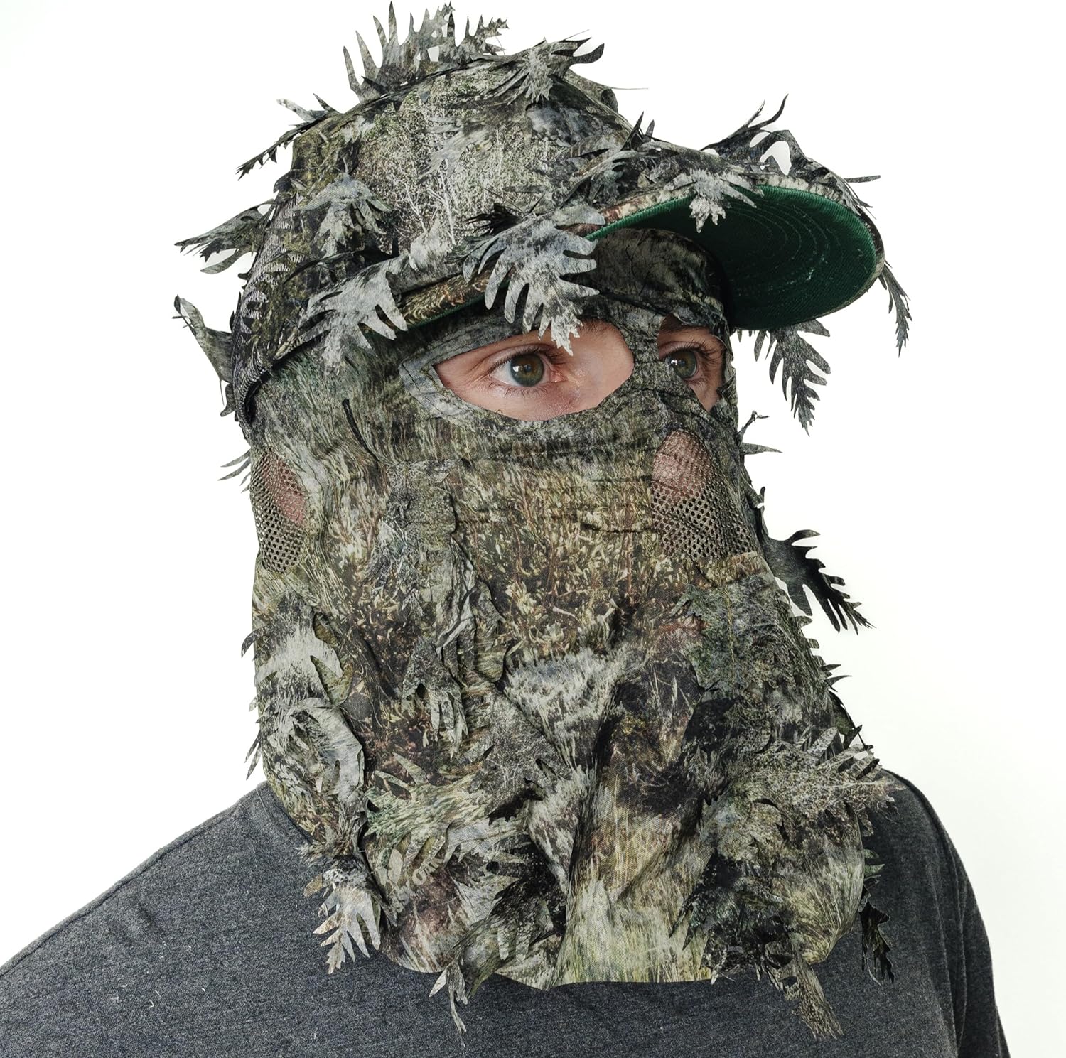 QuikCamo Lightweight 3D Leafy Camo Face Mask & Hat for Hunting, OSFM Adjustable Camouflage Hat, Mossy Oak & Realtree