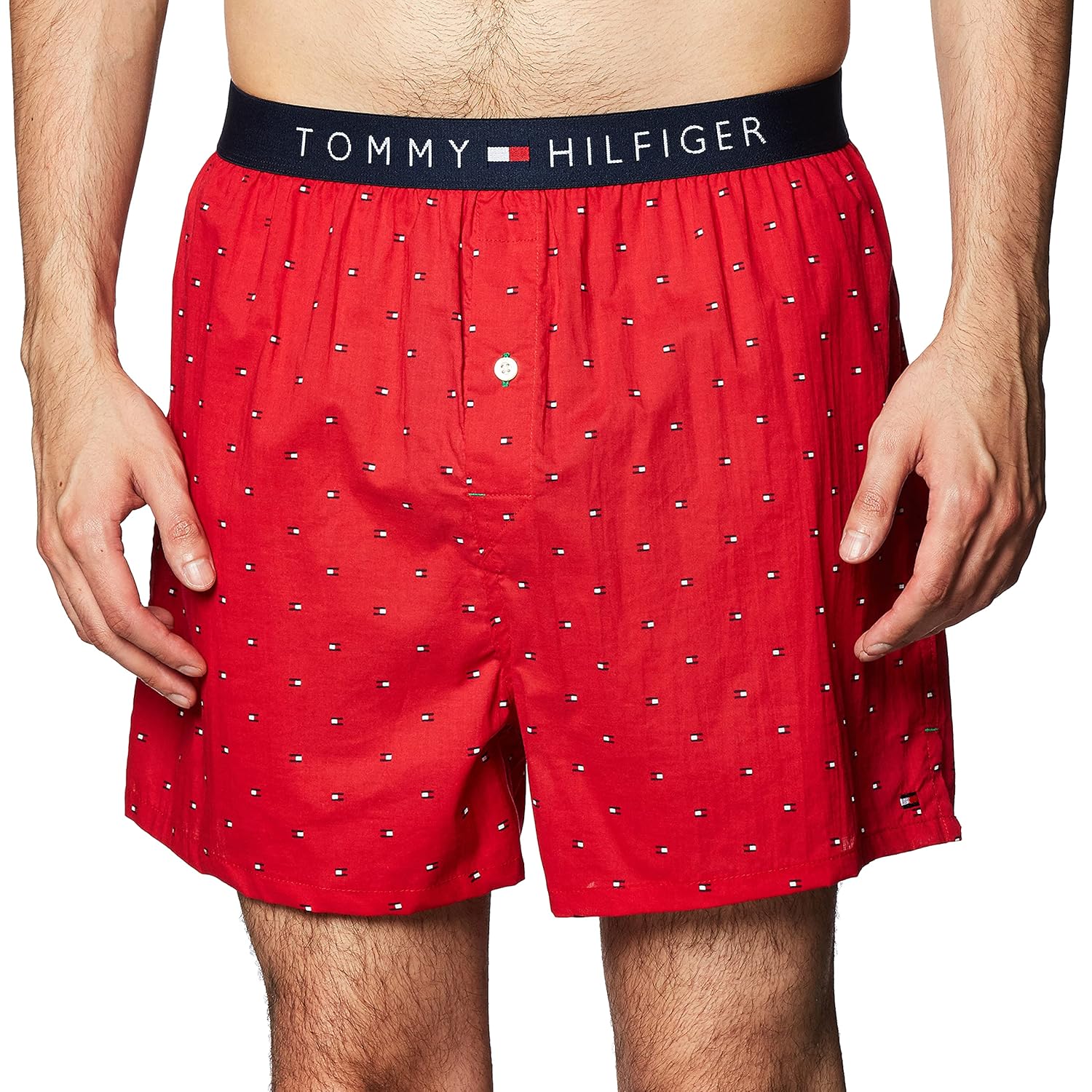 Tommy Hilfiger Mens Woven Boxers Underwear Red Large US