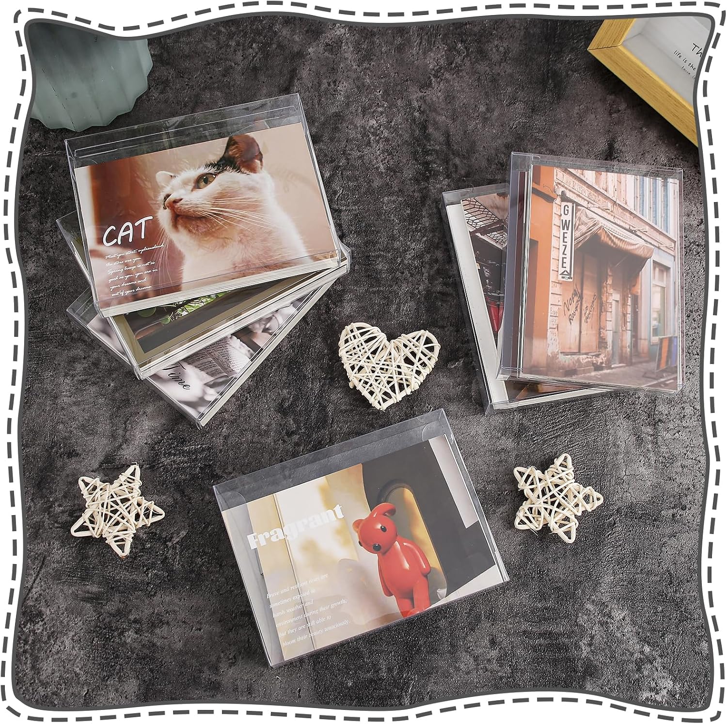50 Pcs Clear Greeting Card Storage Box, 5.39 x 7.36 x 1 Inch Greeting Card Boxes Clear Plastic Photo Storage Organizer (5.39 x 7.36 x 1 Inch)