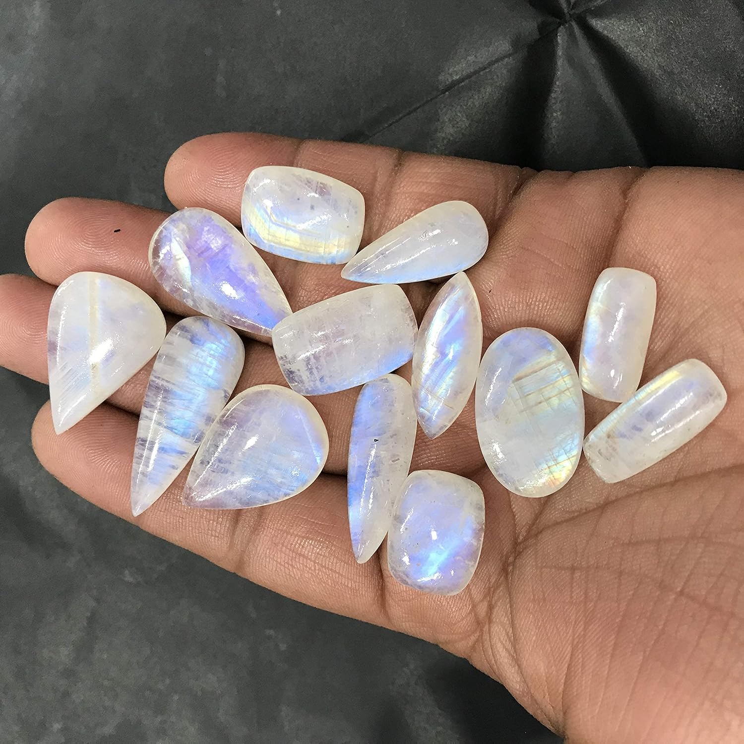(4 to 5pcs) Natural Rainbow Moonstone Gemstone Wholesale Cabochons Lot, Jewelry Making Loose Gemstone, Polished Decor, DIY, Wire Wrapping, Reiki, Wikka, Healing Crystals, Bulk Gemstone - Image 3