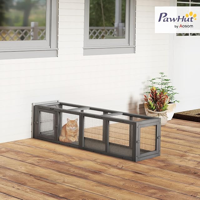 Foto 2 de 8 de PawHut Túnel Exterior Extensible Corral Gato Cachorro 150 cm Gris