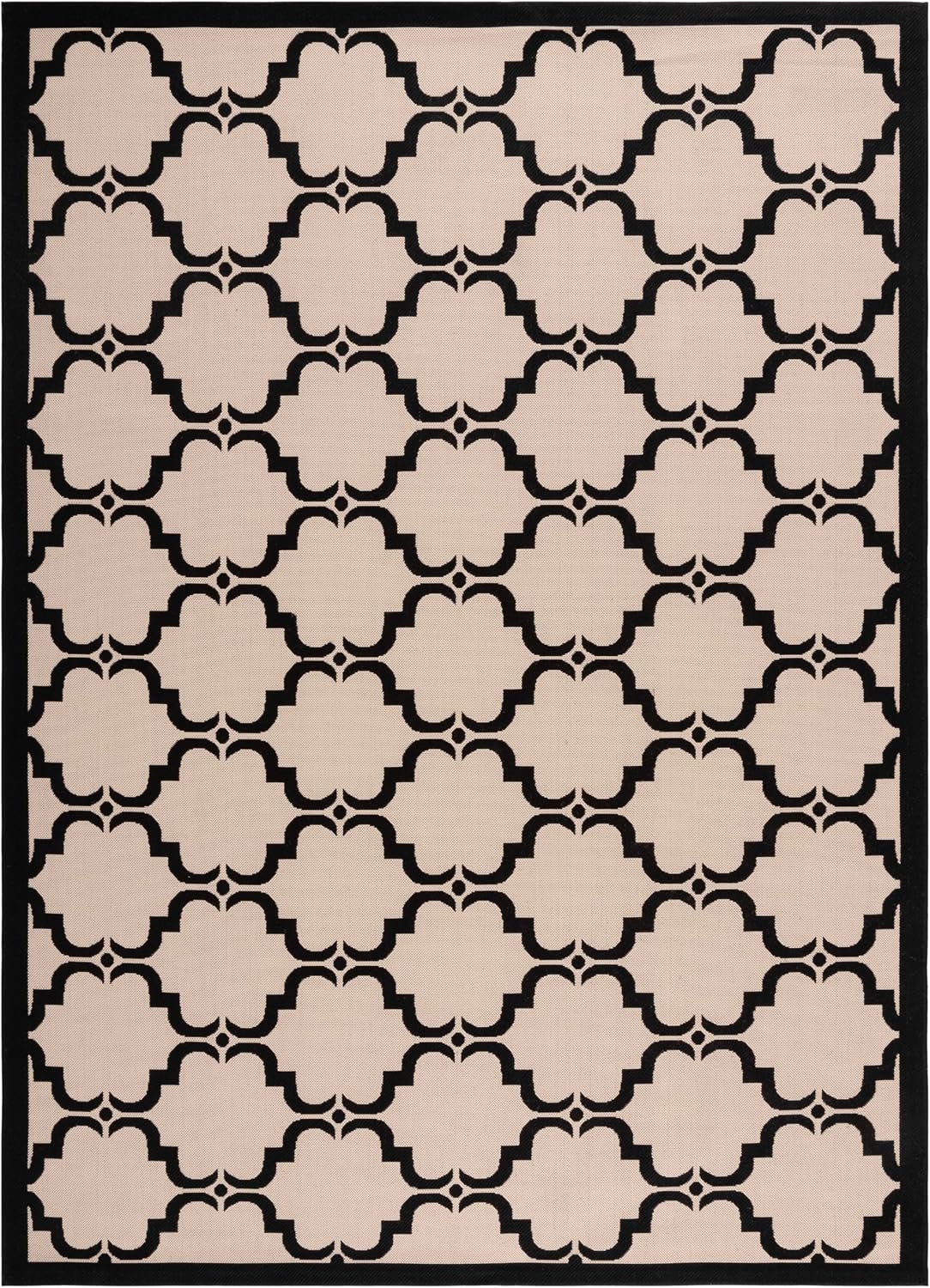 SAFAVIEH Courtyard Collection CY6009 Trellis Indoor/ Outdoor Non-Shedding Easy Patio Backyard Porch Deck Mudroom Area, 8' x 11', Beige / Black