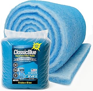 Aquarium Filter Roll, Classic Bonded Blue Pad - 12" by 12 Feet by .75" - Aquarium Prefilter Media Pads Floss - Made in USA...