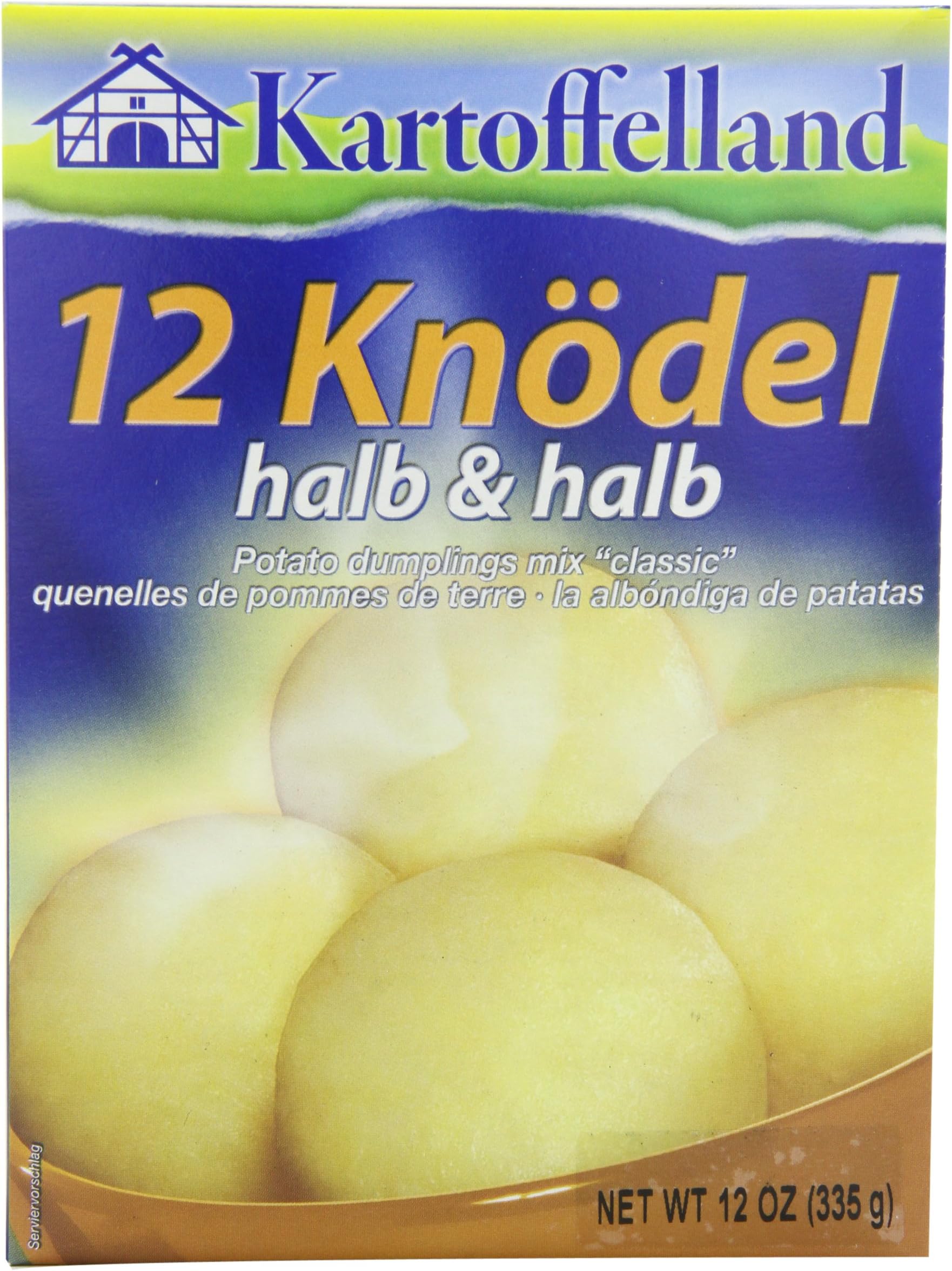 Kartoffelland 12 Knodel, Halb & Halb (12 Potato Dumplings Half & Half), 12-Ounce Boxes (Pack of 14)