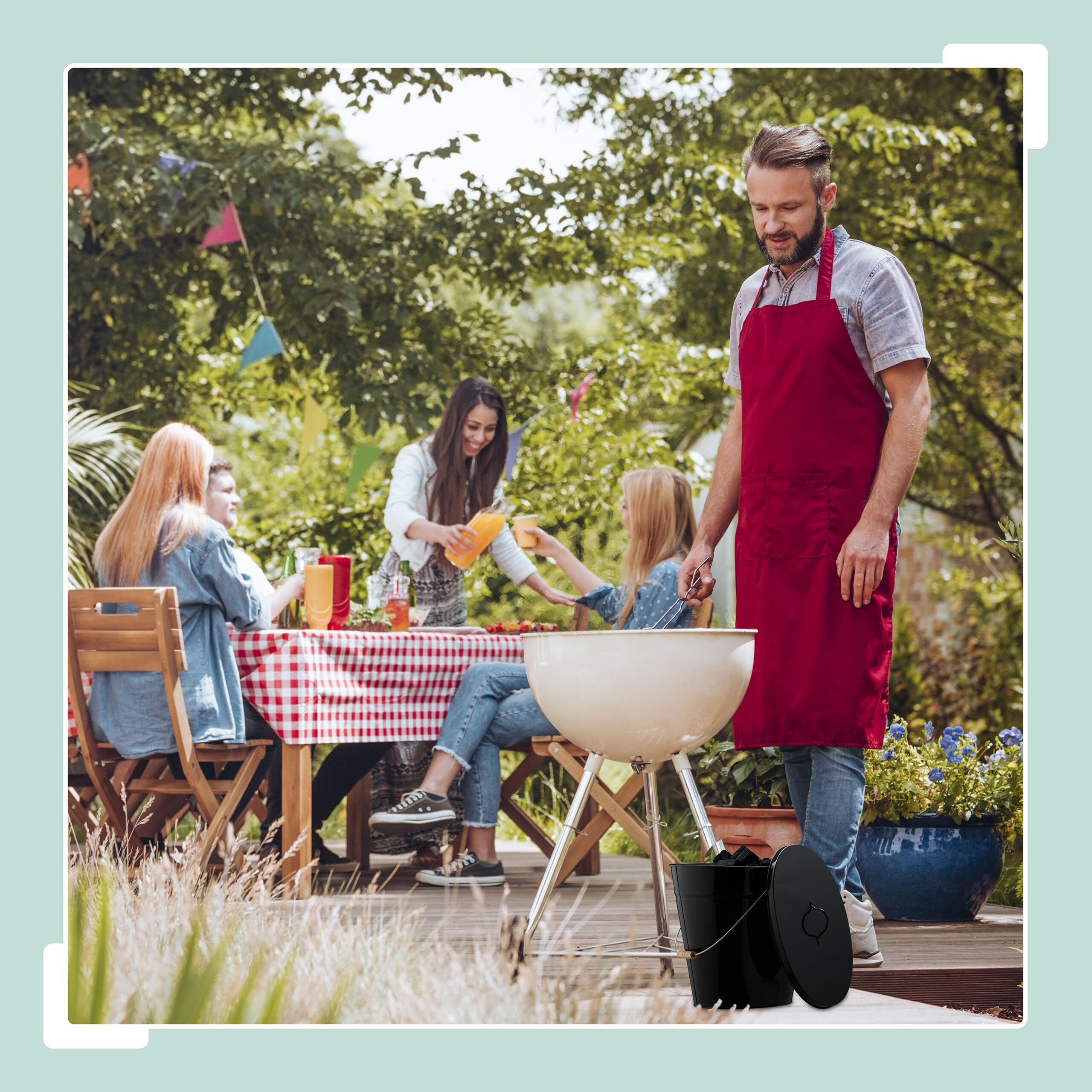 Relaxdays Secchio Raccogli Cenere con Coperchio, Cestello 12 L per Carbone e Bricchetti Camino e Stufa, Acciaio, Nero