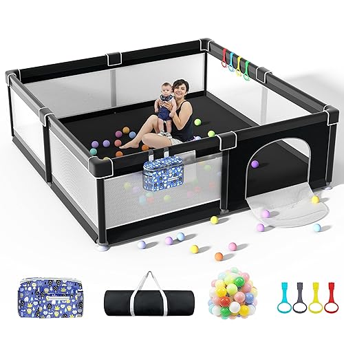 LUTIKIANG Corralito de juegos extra grande de 79 x 71 pulgadas, corralito de juegos para bebés y niños pequeños, corral de juegos para niños, patio