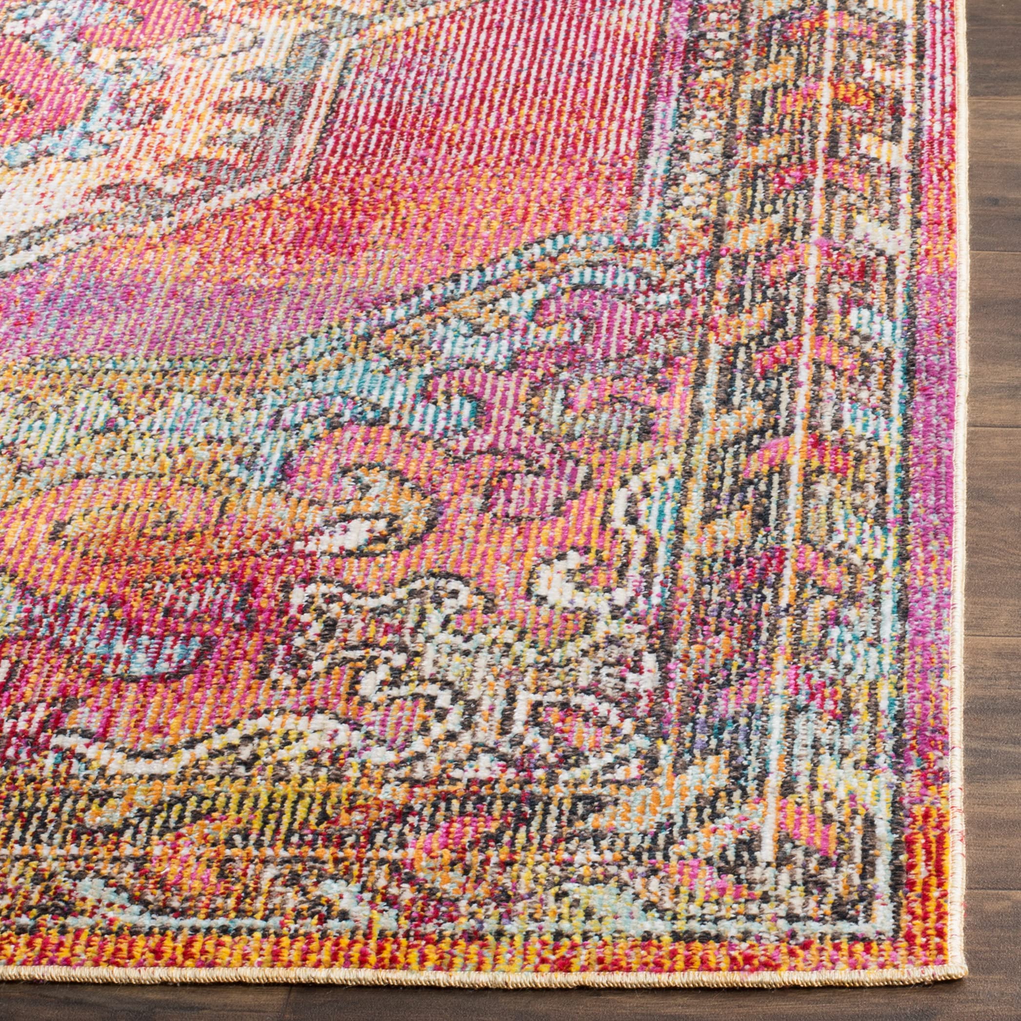 SAFAVIEH Crystal Collection Accent Rug - 22 x 5 Orange & Light Blue Medallion Design Non-Shedding & Easy Care Ideal for High Traffic Areas in Entryway Living Room Bedroom CRS502A product thumbnail 4