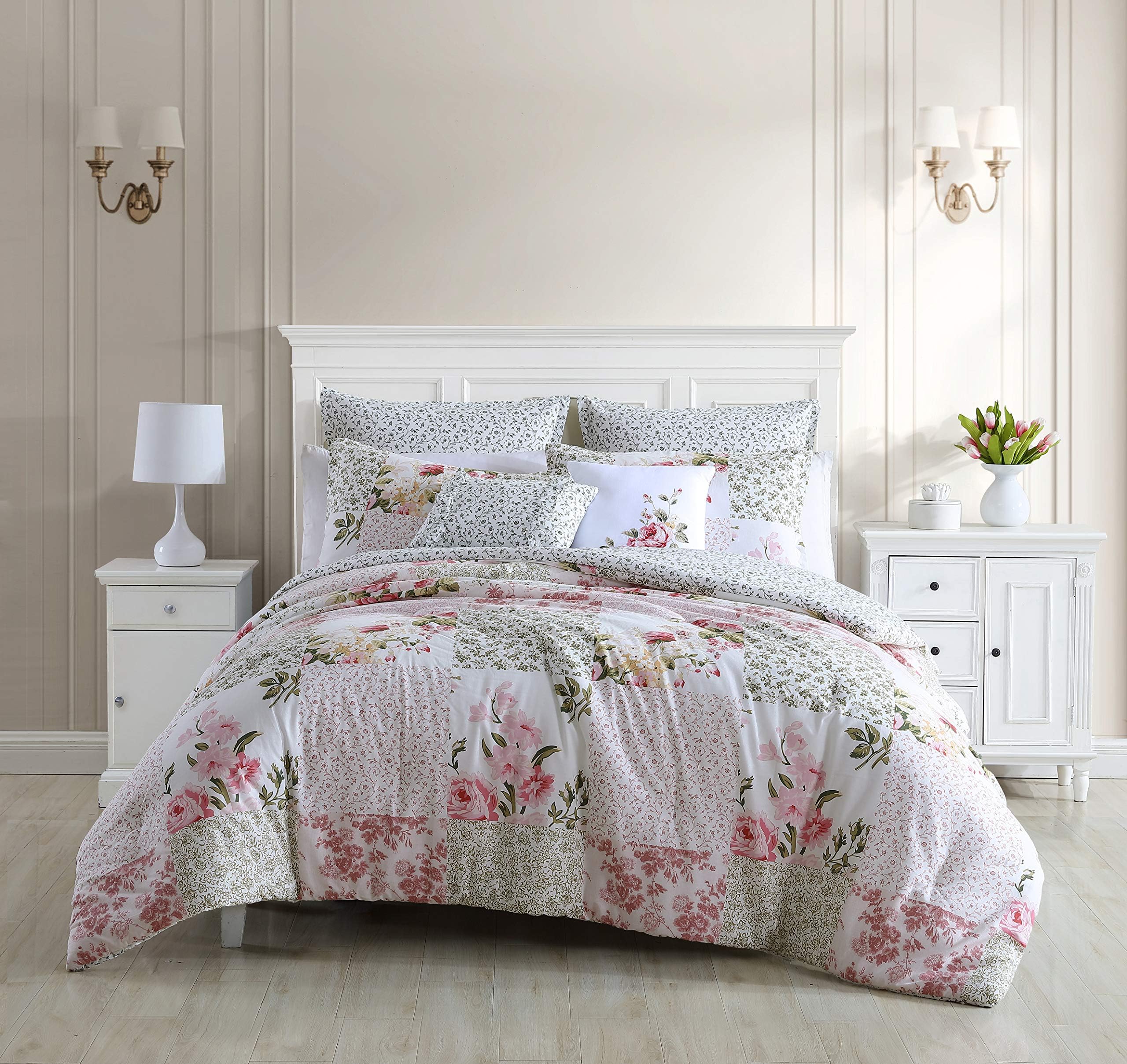 Amazon.com: Laura Ashley - Queen Comforter Set, Cotton Reversible ...