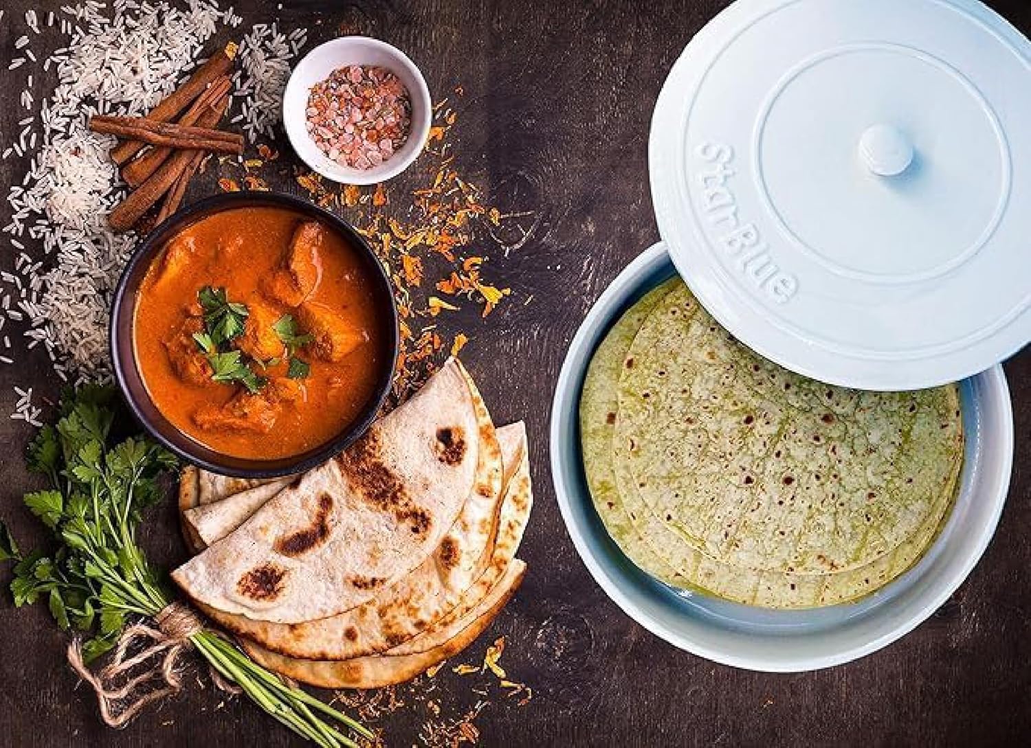 StarBlue 8 Inch Ceramic Tortilla Warmer with FREE Recipes ebook - White, Insulated One Hour and Holds up to 24 Tortillas, Chapati, Roti, Microwavable, Oven Safe - Image 2