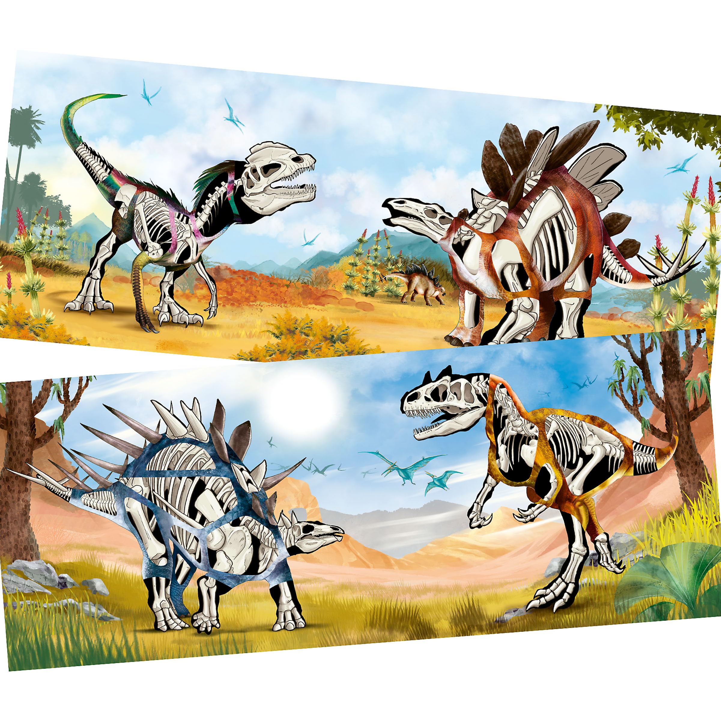 Depesche 12408 Dino World Sticker Fun - książka z naklejkami z 24 kolorowymi stronami do samodzielnego zaprojektowania tła, zawiera 250 naklejek