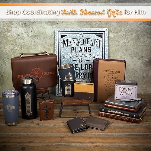 Miniatura 8 de Christian Art Gifts Cartera clásica de cuero de grano completo para hombre con emblema cruzado, bloqueo RFID para tarjetas, identificación, ranuras