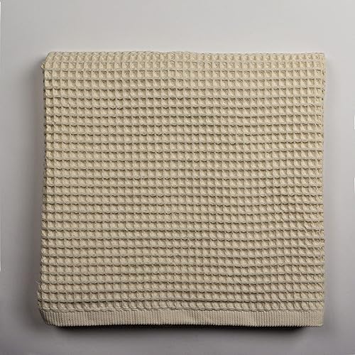 Miniatura 4 de Püskül - Toallas de baño de punto gofre para baño, 100% algodón orgánico turco de alta calidad, 32 x 63 pulgadas, paquete de 2 unidades (beige