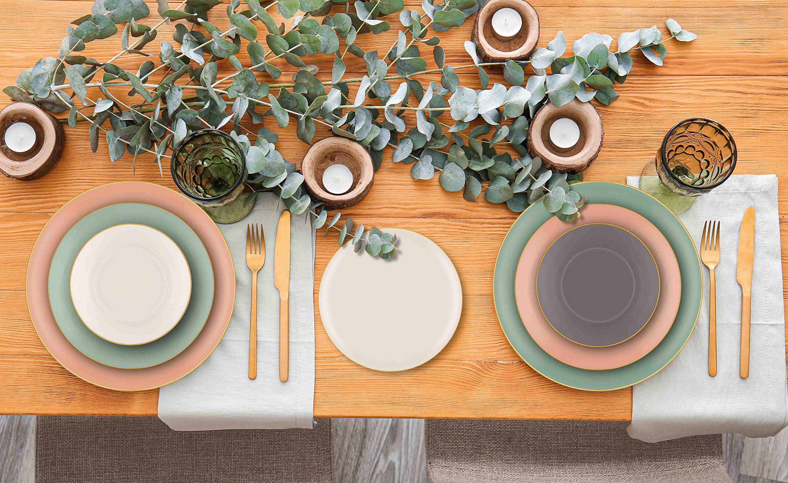 Basic 24 Parça Yemek Seti Somon Pembe