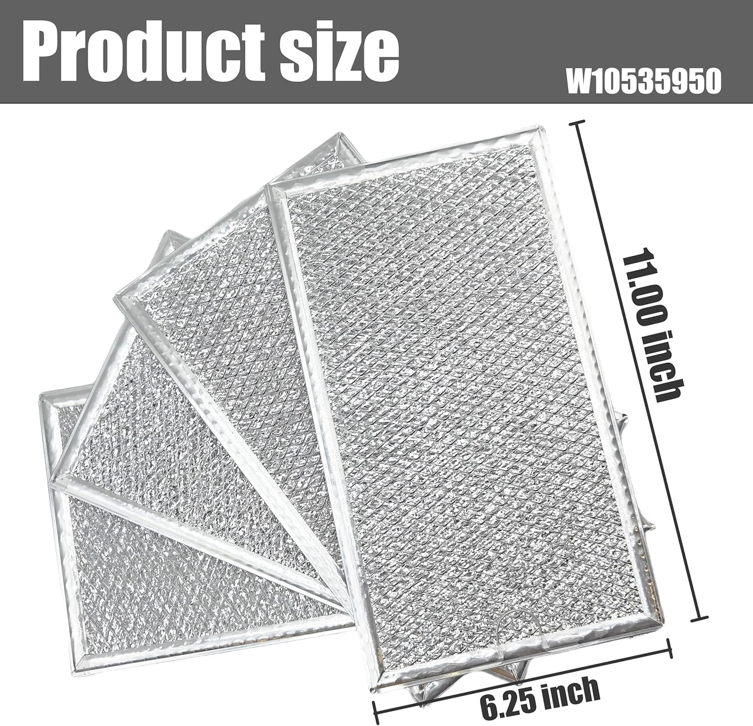 W10535950,PS8769987 Microwave Grease Filter Compatible with Whirlpool Microwave Durable and Efficient Replacement Filters for Cleaner Kitchen Air （4-Pack）