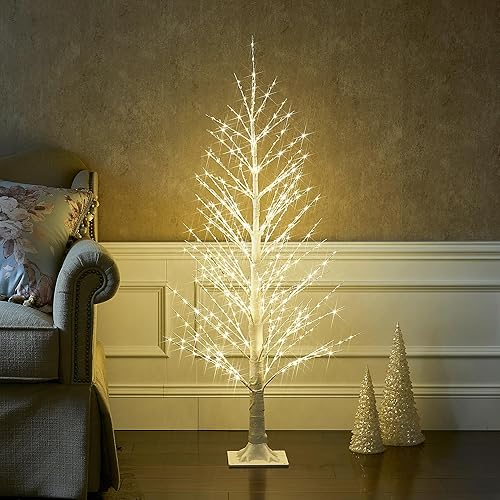 Miniatura 6 de LITBLOOM Árbol alpino iluminado de 4 pies, 450 luces LED, árbol de ramita blanca con luces enchufable para interiores y exteriores, hogar, Acción de