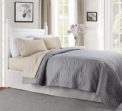 Miniatura 3 de Elegant Comfort Luxury Best, - Juego de sábanas de 4 piezas suave y acogedor, calidad egipcia de 1500 hilos, diseño acolchado en sábanas planas y