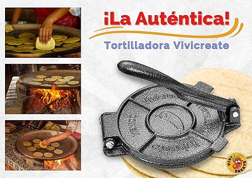 Miniatura 3 de Vivicreate Prensa de tortilla, máquina de tortilla, prensa de masa, prensa de tortilla de harina, prensa de rotis, quesadilla, fabricantes de