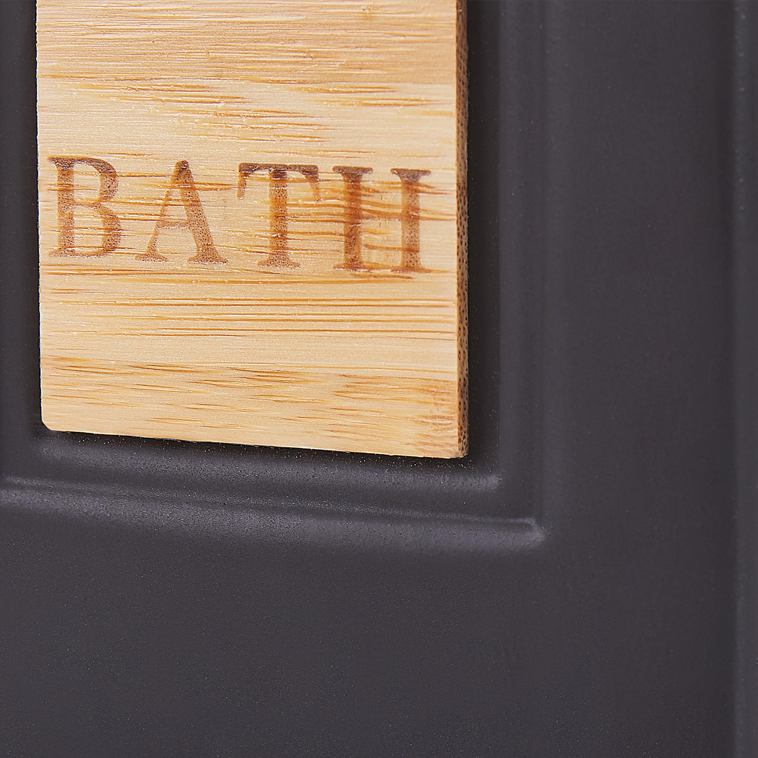 Set di 4 Accessori Bagno in Ceramica nero legno chiaro dispenser