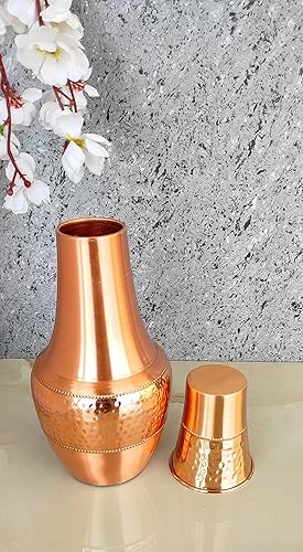 Miniatura 3 de HYGGE - Jarras de cobre puro, jarra de cobre, jarra de agua de cobre puro para regalo, hogar, deportes y yoga con vaso, beneficios para la salud