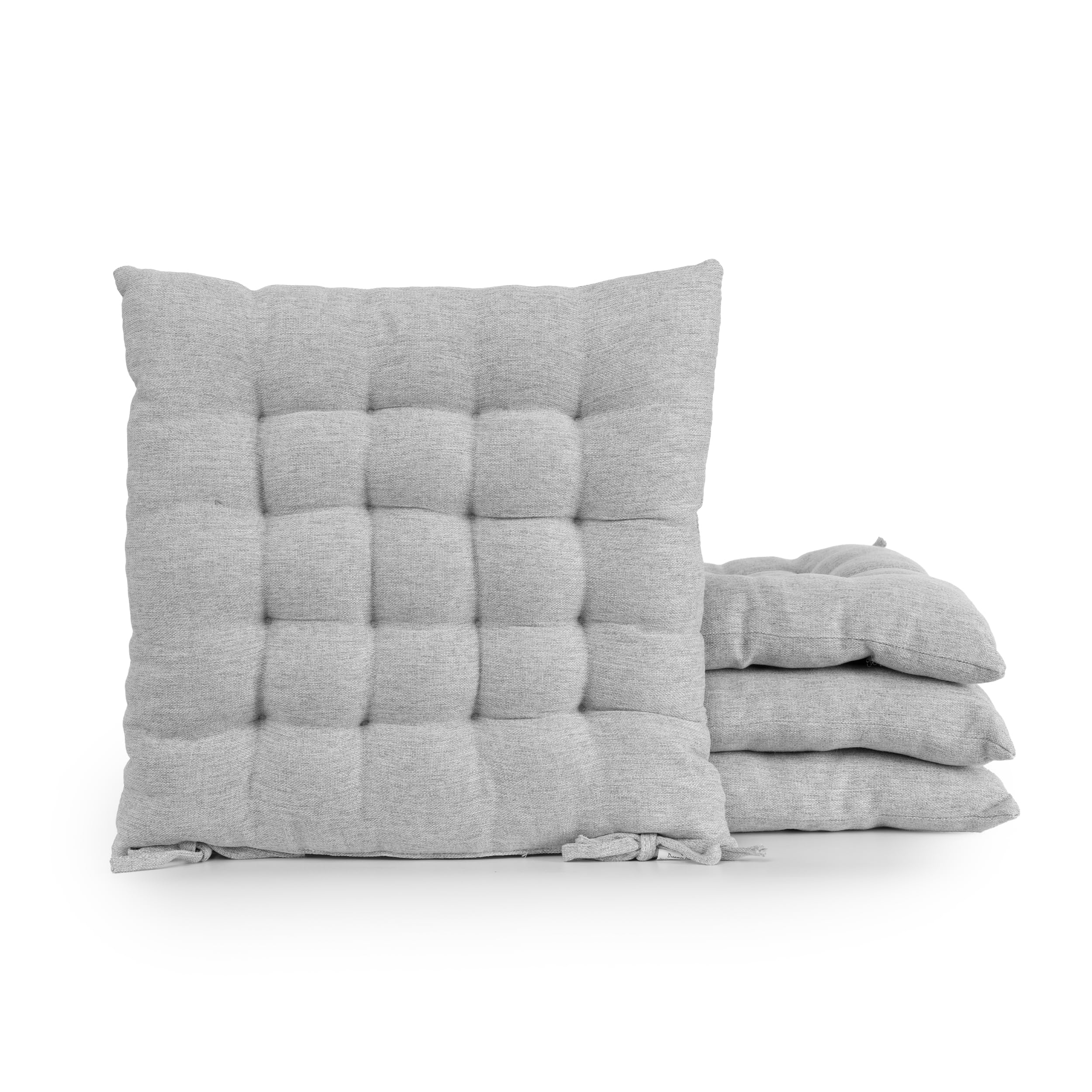BESCH Pack 4 Cojines para Silla Usos Interior y Exterior 40x40x5cm Extra Suave - Cojin de Asiento Decorativo Funda de Poliéster y Relleno de Fibra Hueca Lavable Cómodos Acolchados (Nórdico Gris)