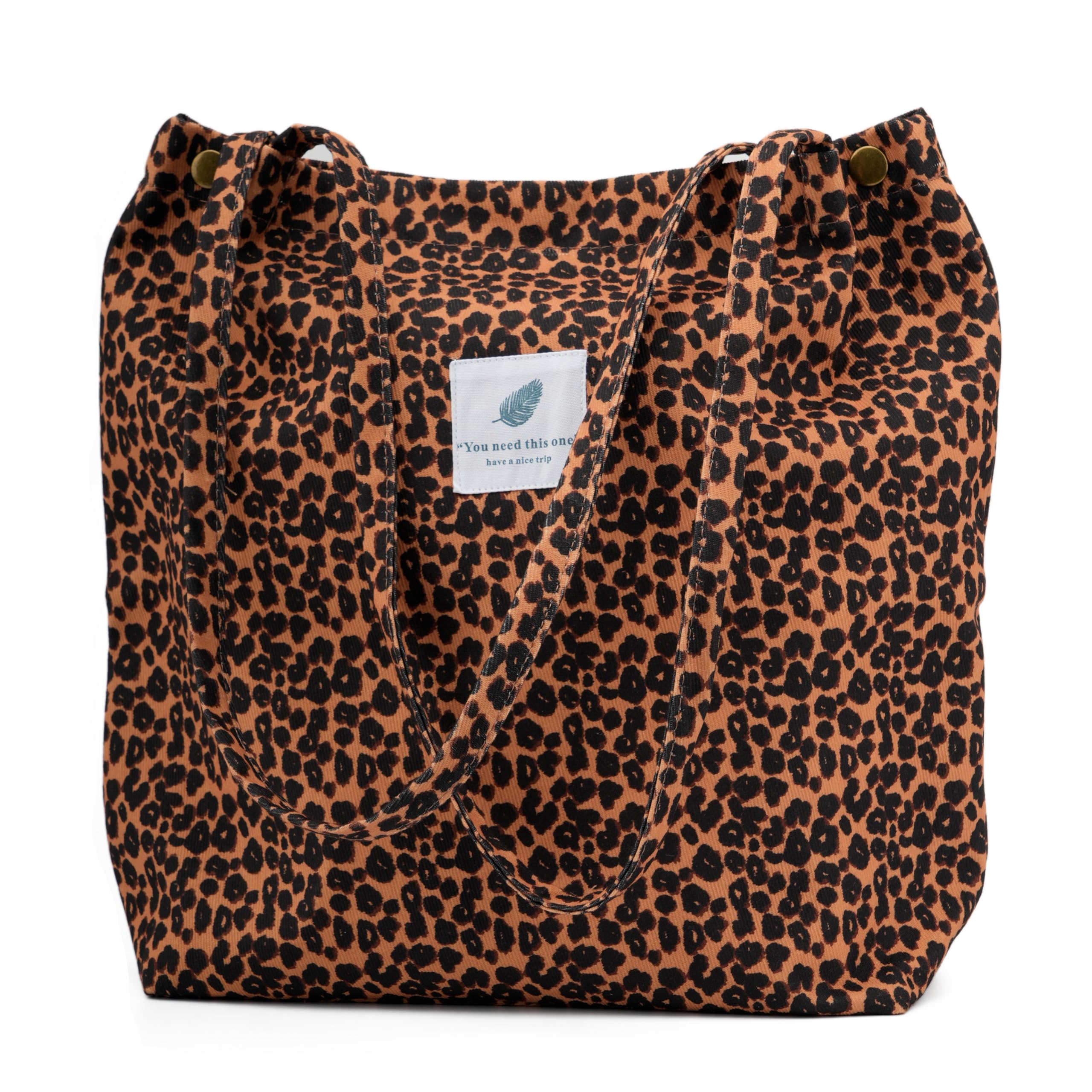 TOPASION Cute Corduroy Tote Bag Canvas Shoulder Handbags for Women Travel Shopping