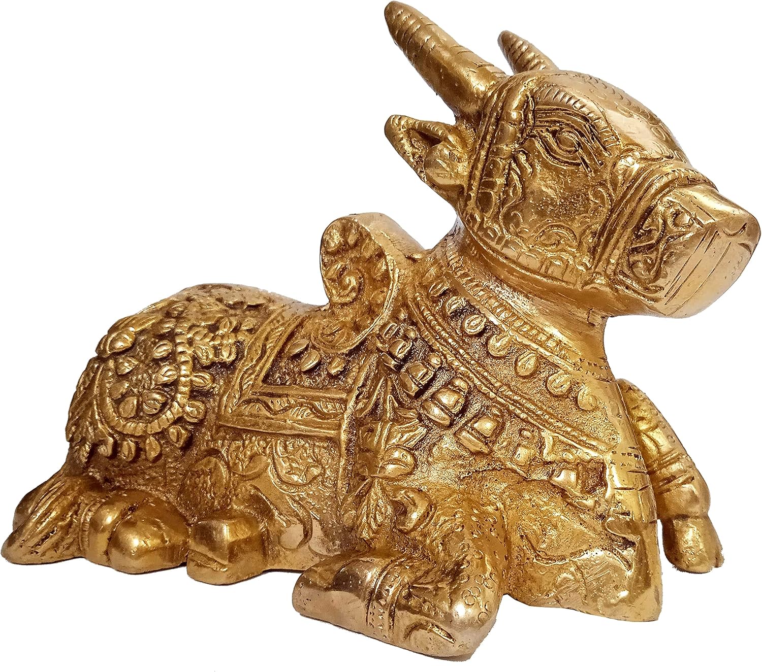 Purpledip Rare Collection Nandi Bull Statue: Brass Idol with Intricate Sculpting (10923)