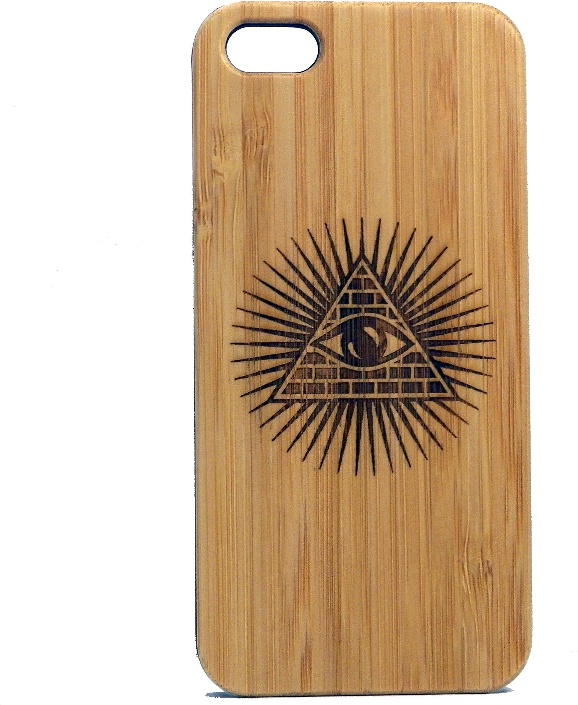 Illuminati Symbol iPhone 4 4S Pyramid Eye Eco Friendly Bamboo Wood Cover The All Seeing Eye Secret Society