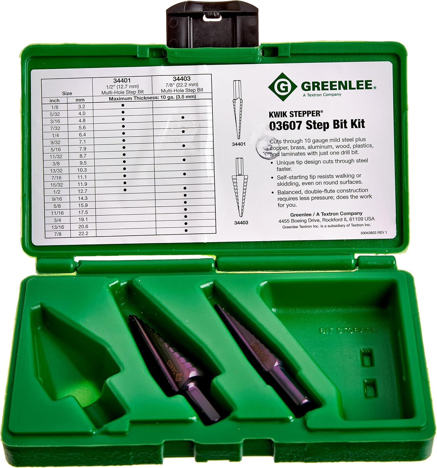 40% Off Discount Greenlee 03607 Step Bit Kit