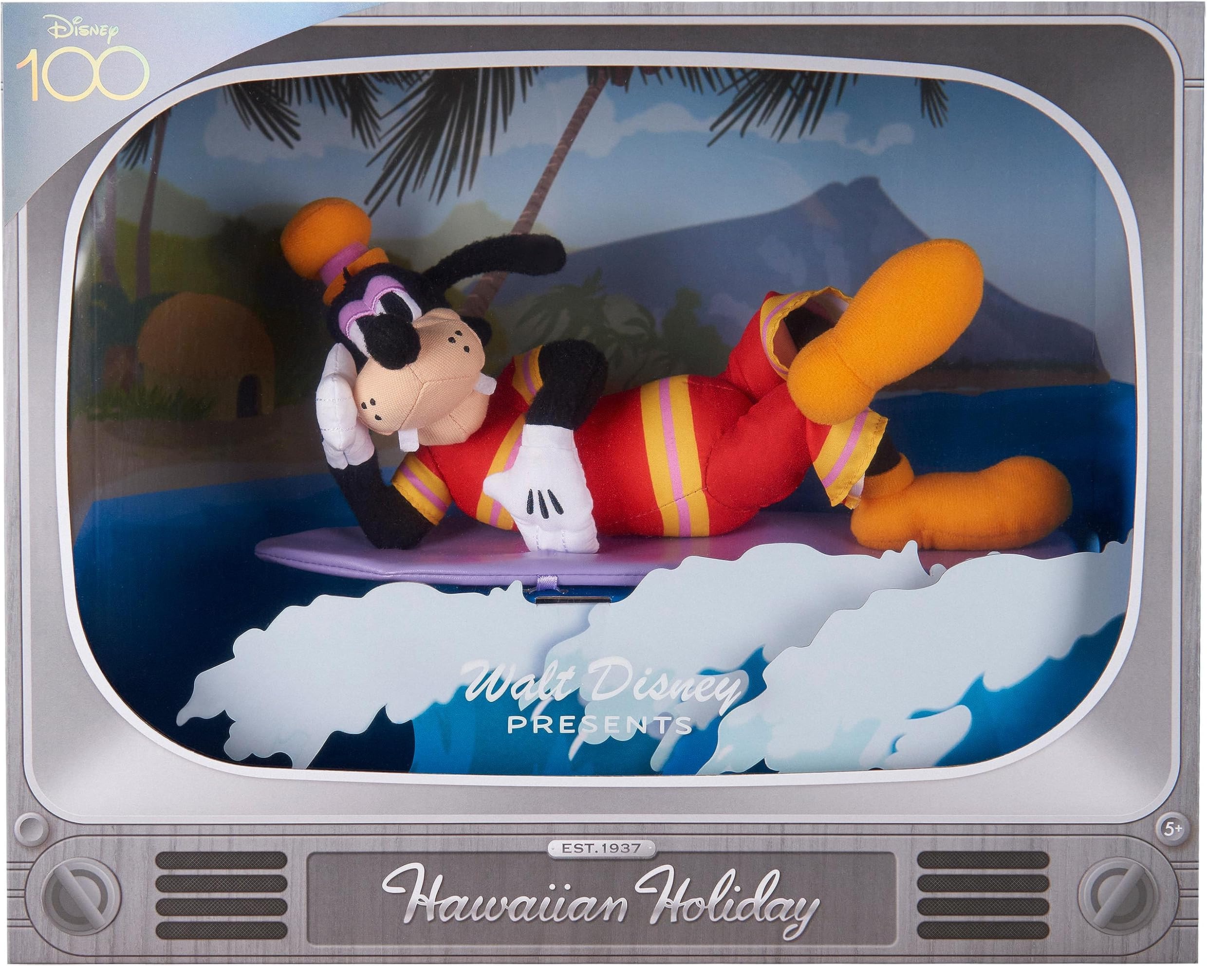 Just Play Disney100 Years of Wonder Walt Disney Presents “Hawaiian Holiday” Goofy Collectible Plush Stuffed Animal, Officially Licensed Kids Toys for Ages 5 Up, Amazon Exclusive