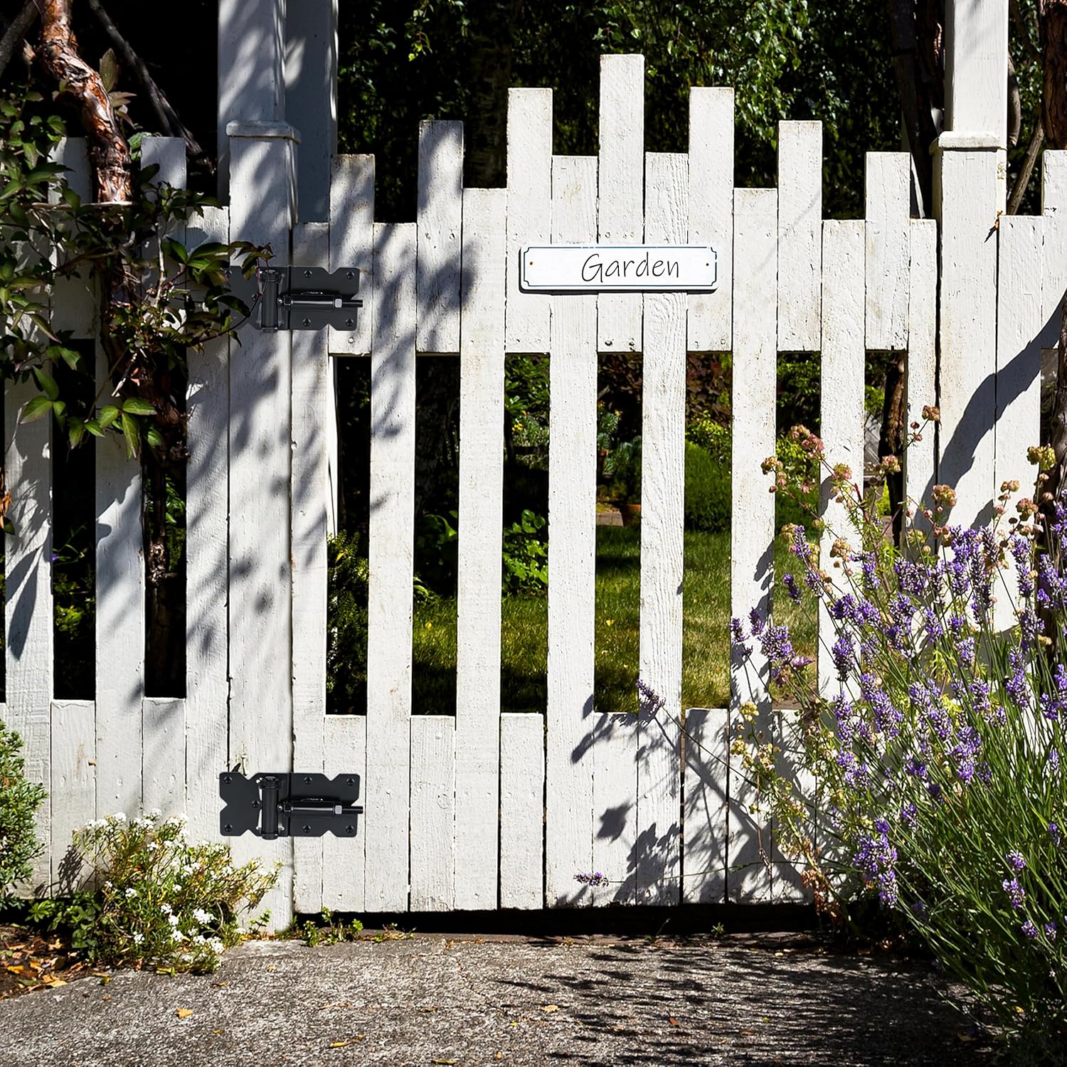 Self Closing Gate Hinges - Heavy Duty Fence Hinge, 90 Degree Rust-Resistant Hardware for Vinyl Fence, Adjustable Damping with Screws, 4 Pack