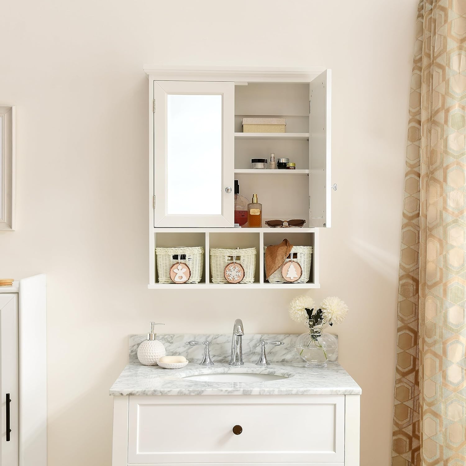 Bathroom Storage Medicine for Bathroom with Mirror, 2 Doors 4