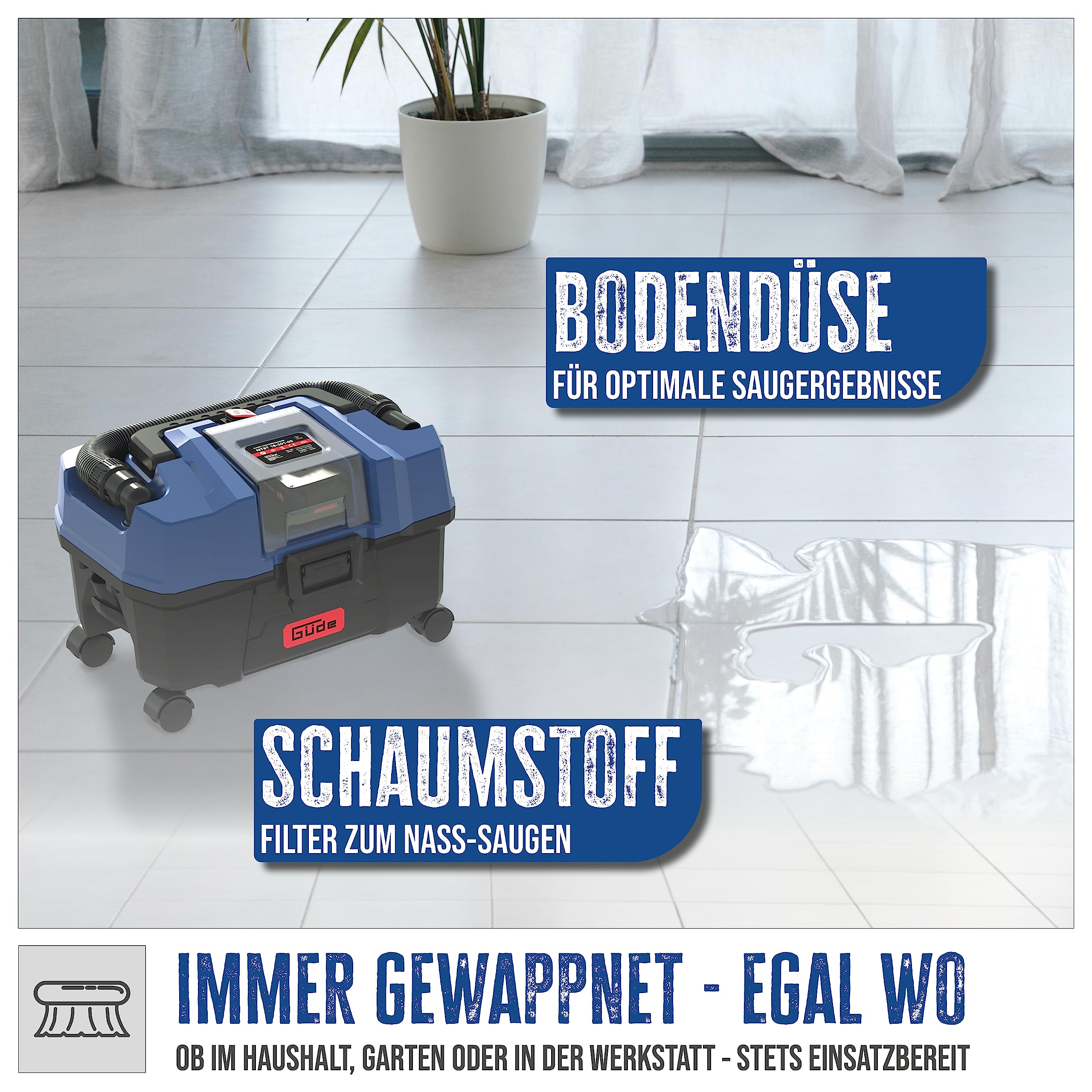 Güde NTST 18-201-05 58562, Aspiratore a Secco, Blu/Nero
