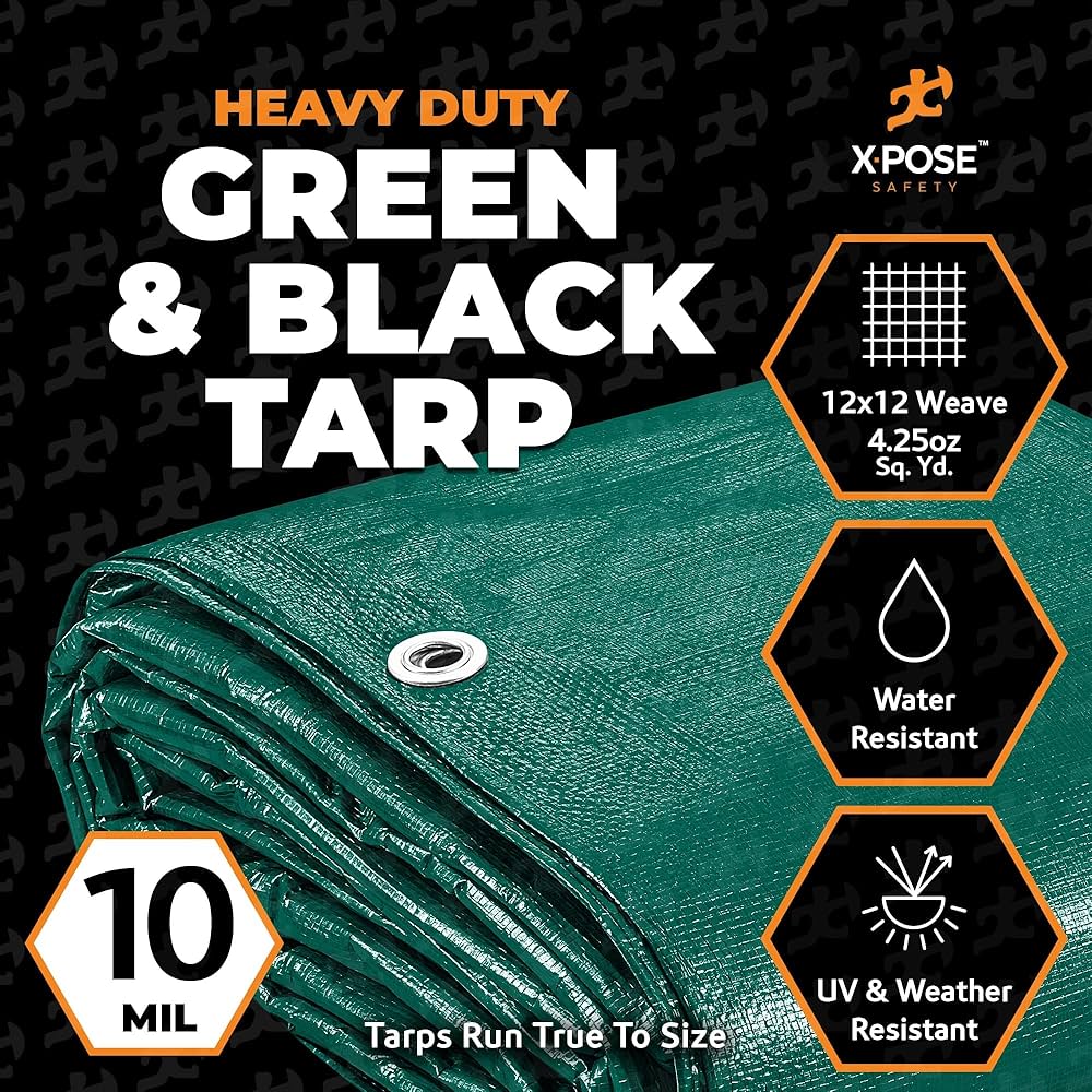 Heavy Duty Poly Tarp 25 Feet x 40 Feet 10 Mil Thick