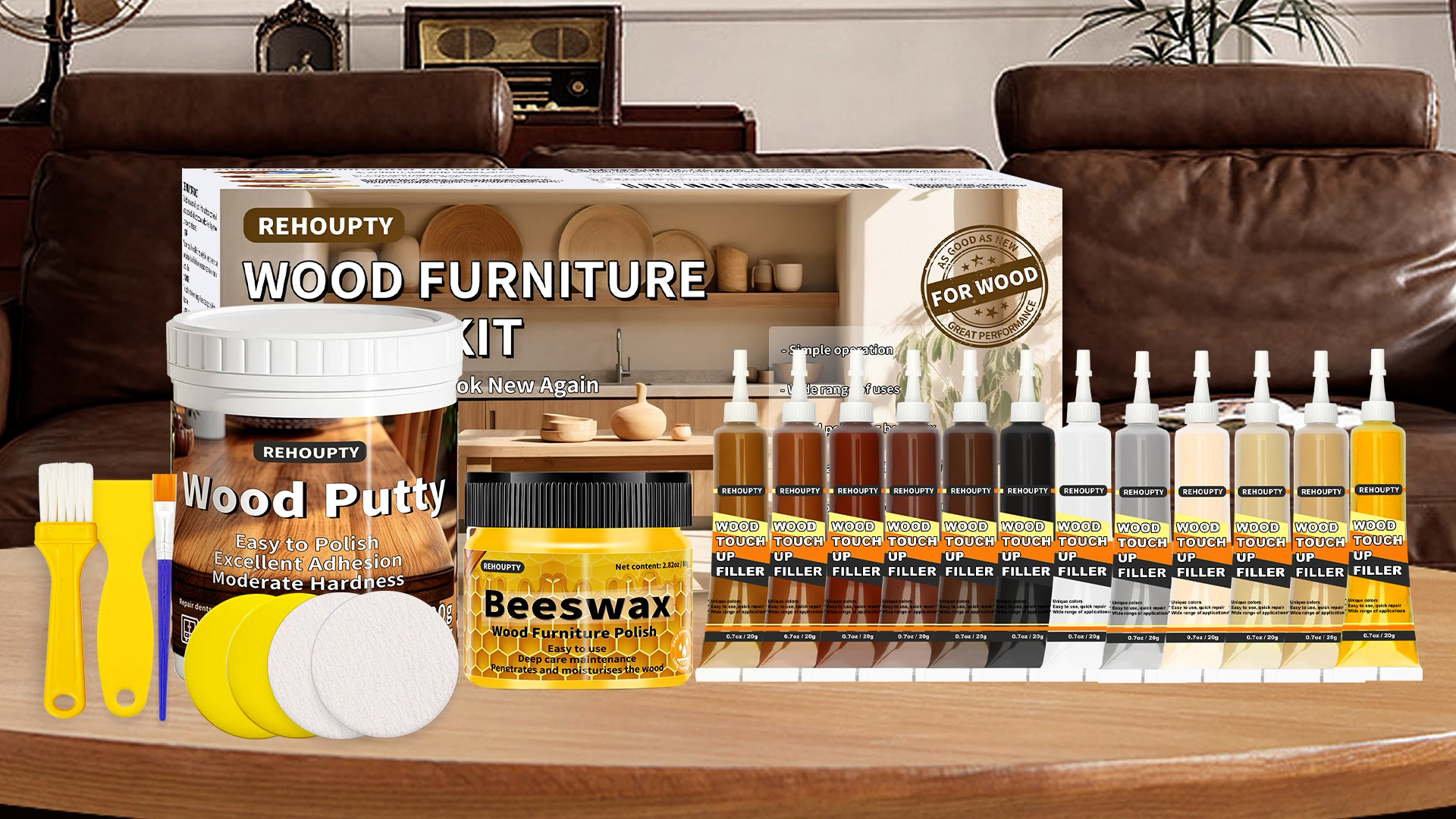 Kit Riparazione Mobili Legno - Stucco, Cera E Colori Per Graffi, Crepe E Buchi - Foto 4