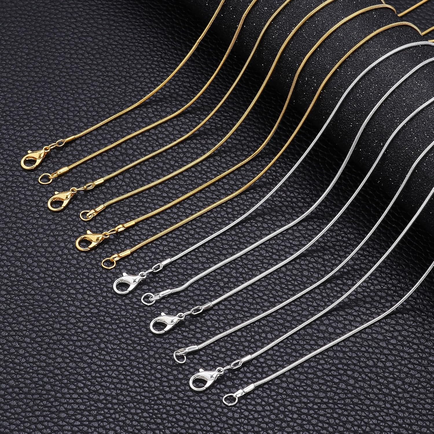 Topacket 24 Pack Necklace Chains Bulk,Gold and Silver Snake Necklace Chains for Jewelry Making 18 Inches - Image 5