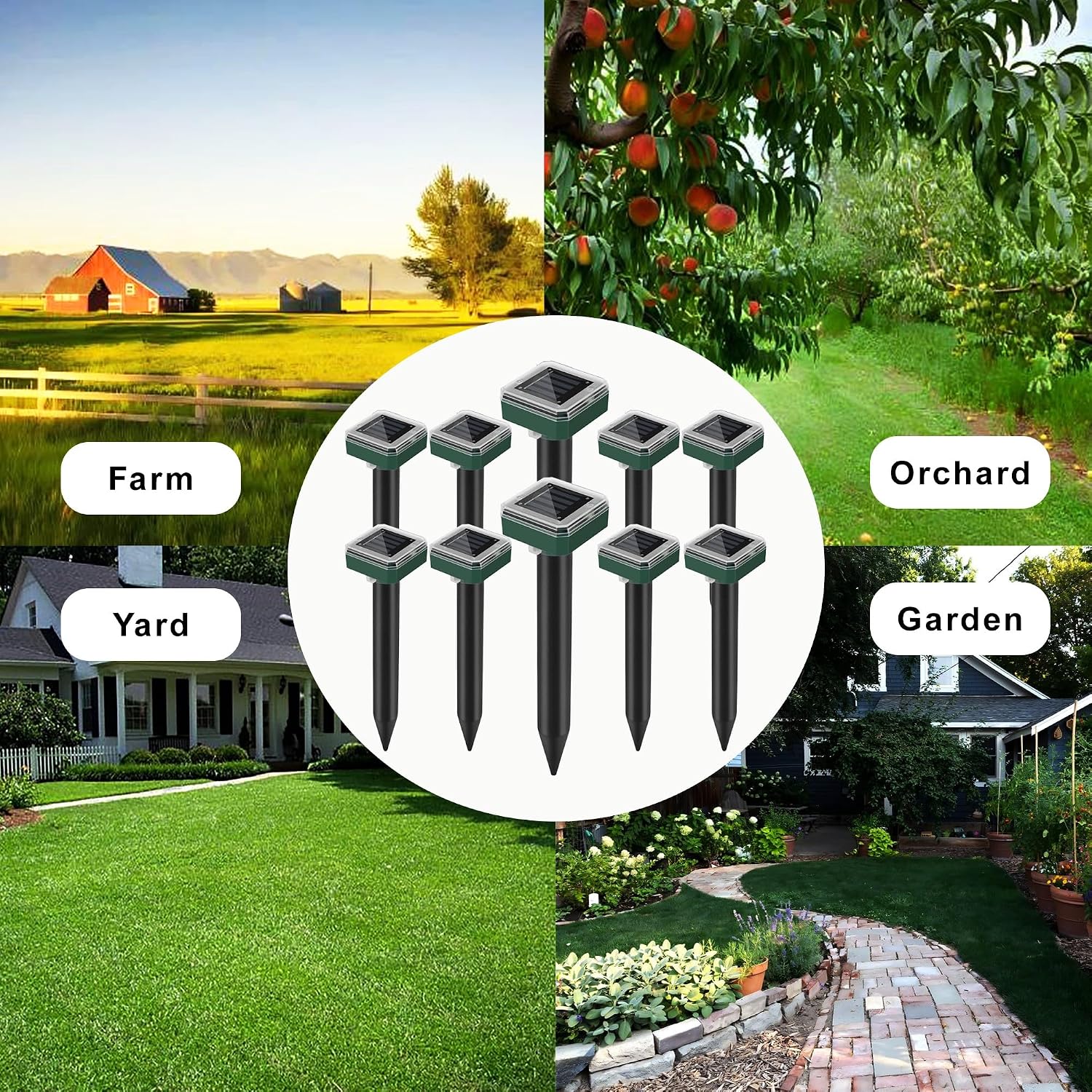 Mole Repellent Solar Powered, 10 Pack Gopher Repellent and Snake Repellent for Yard, Waterproof Ultrasonic Vibration Stakesfor Outdoor Lawn Garden to Get Rid of Moles, Voles, Groundhogs,Rodents