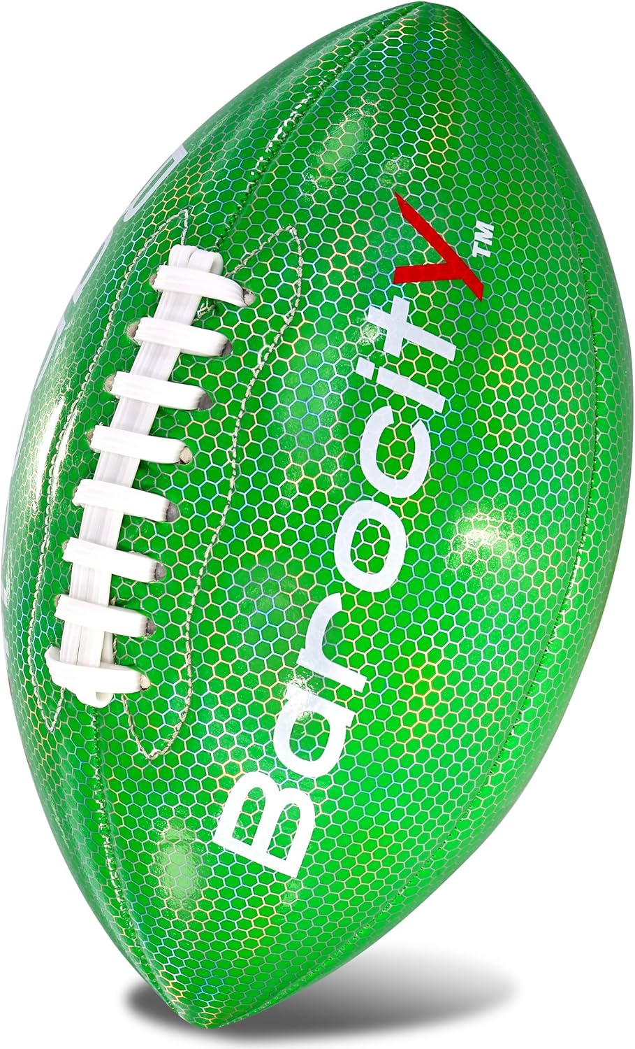 Football Premium Boy and Girl Official Match Ball with Reflective Iridescent Rainbow Hex Pattern, Durable Indoor, Outdoor, Training Practice Game Playtime