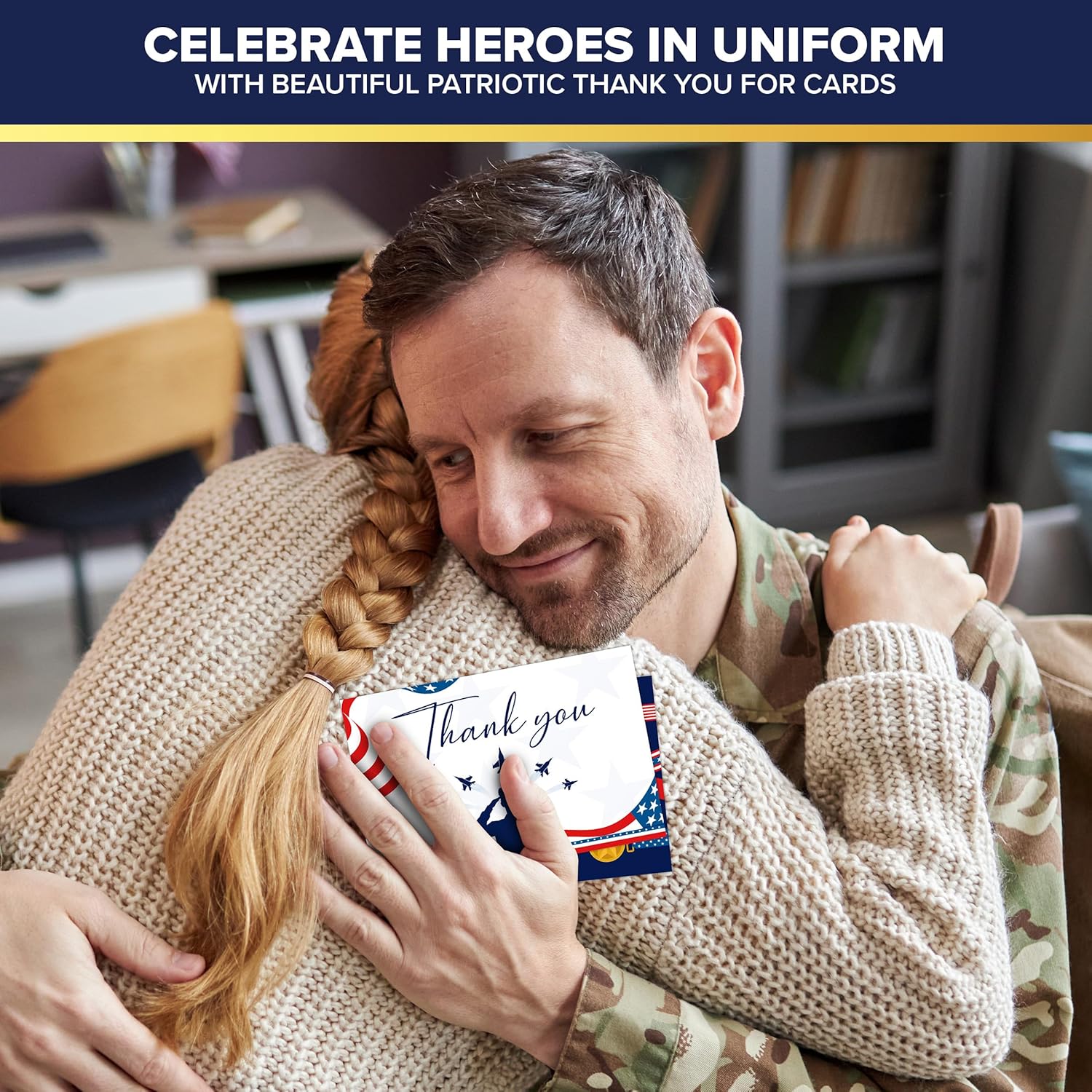 Decorably 120 Pack 6x4in Thank You for Your Service Cards for Veterans & Military with Envelopes and Stickers, 12 Patriotic Designs, Blank Inside - Appreciation, Gifting, Mailing