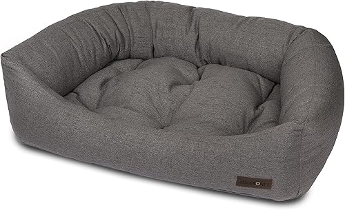 Jax & Bones Cama para perro Napper Cama de pelo largo lavable a máquina para perros Lados reforzados extra resistentes Camas grandes blancas para