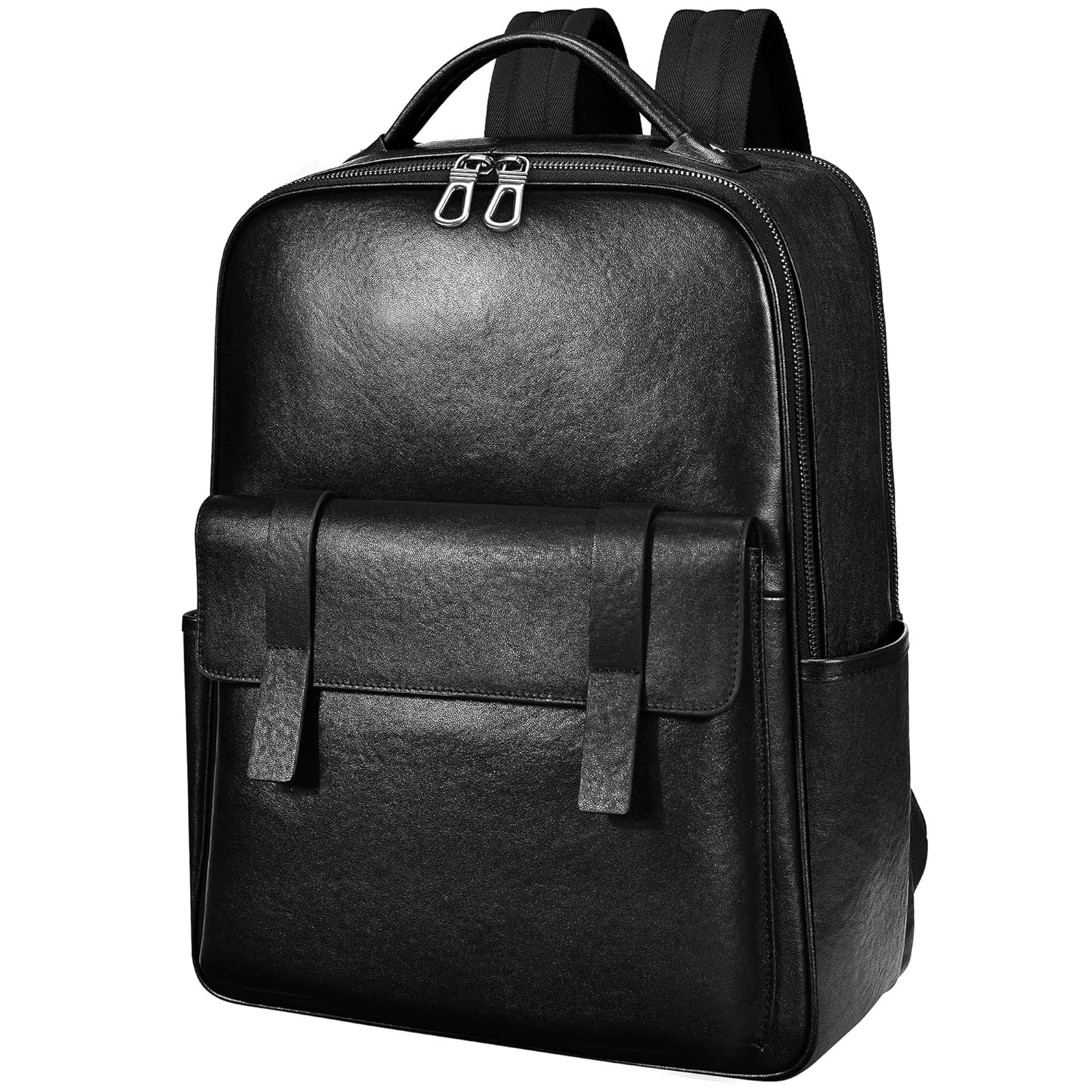 Colins Keirs Mens Black Leather Backpack for Work Travel Durable Genuine Leather Laptop Backpack with 15 6-inch Computer