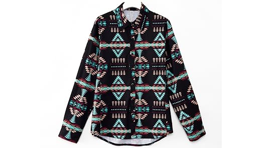 ChiyeeKiss Womens Aztec Pearl Snap Shirts Rodeo Western Show