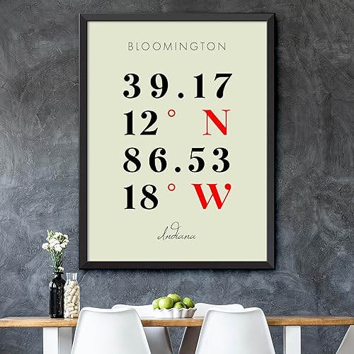 Miniatura 5 de Mapa de Bloomington, Indiana, Coordenadas Multilíneas de Colores (8x10)